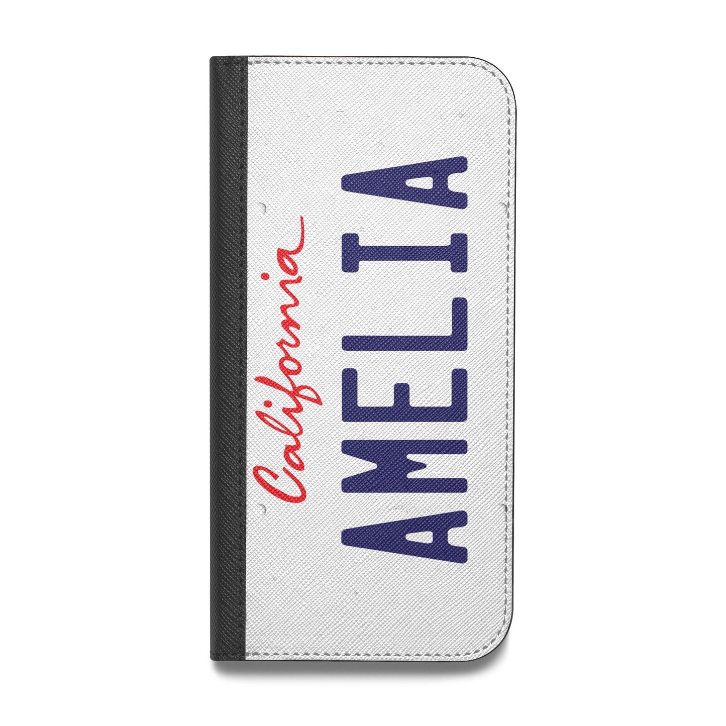 Personalised California License Plate Vegan Leather Flip iPhone Case