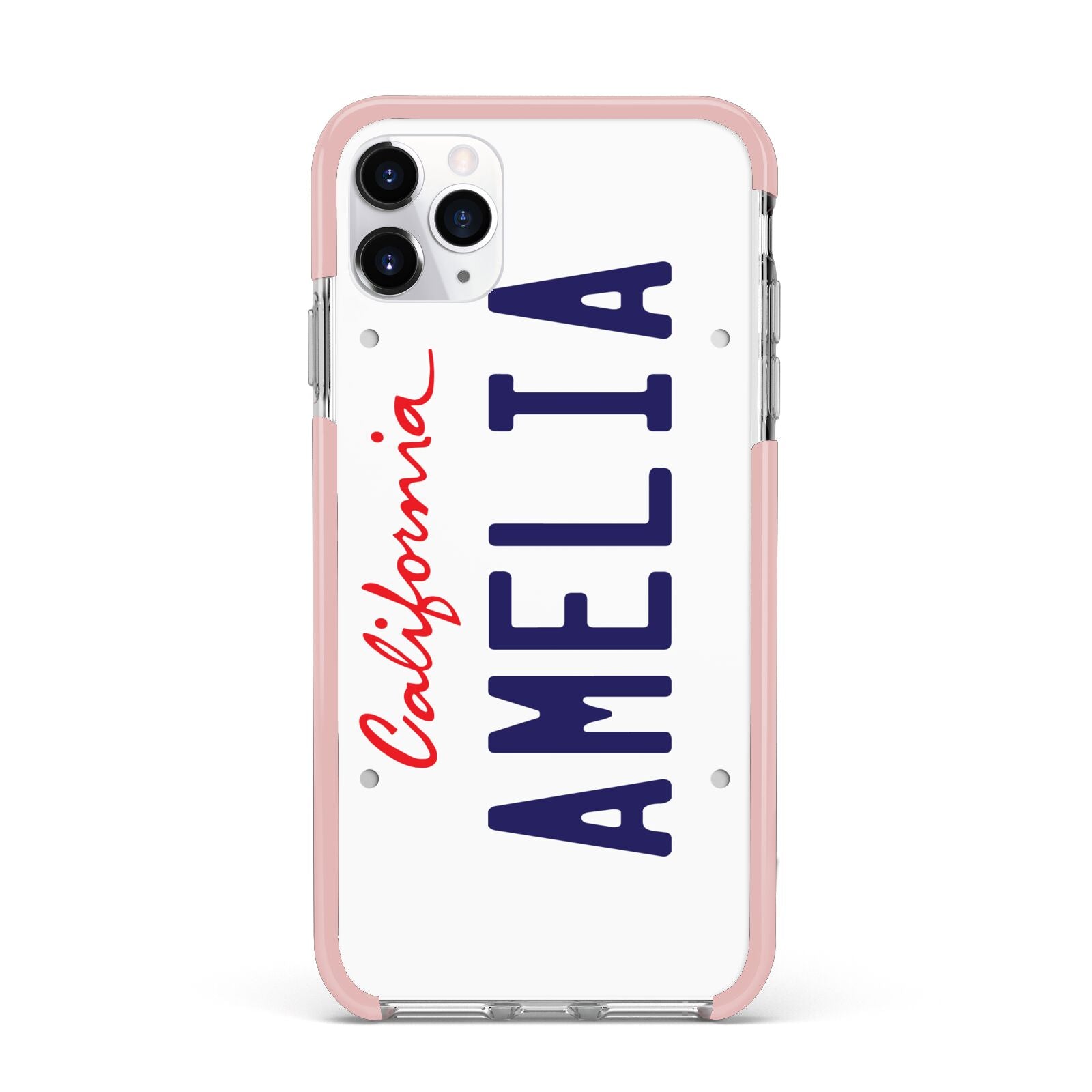 Personalised California License Plate iPhone 11 Pro Max Impact Pink Edge Case