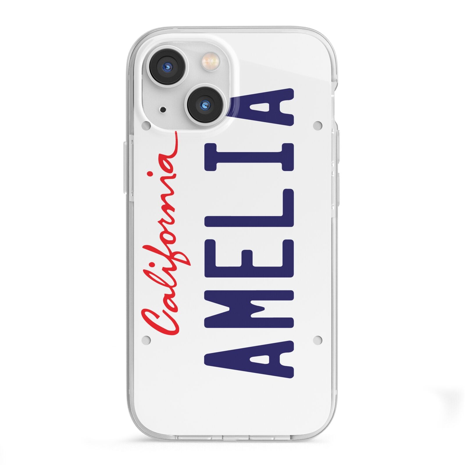 Personalised California License Plate iPhone 13 Mini TPU Impact Case with White Edges