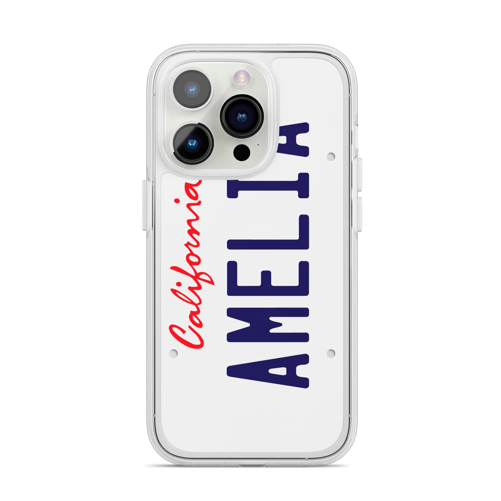 Personalised California License Plate iPhone 14 Pro Clear Tough Case Silver