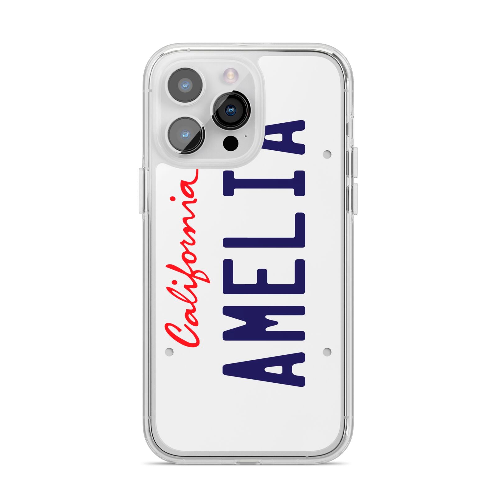 Personalised California License Plate iPhone 14 Pro Max Clear Tough Case Silver