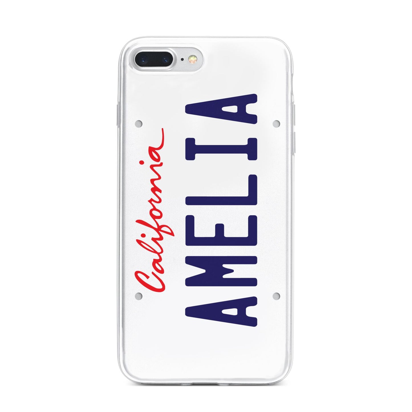 Personalised California License Plate iPhone 7 Plus Bumper Case on Silver iPhone