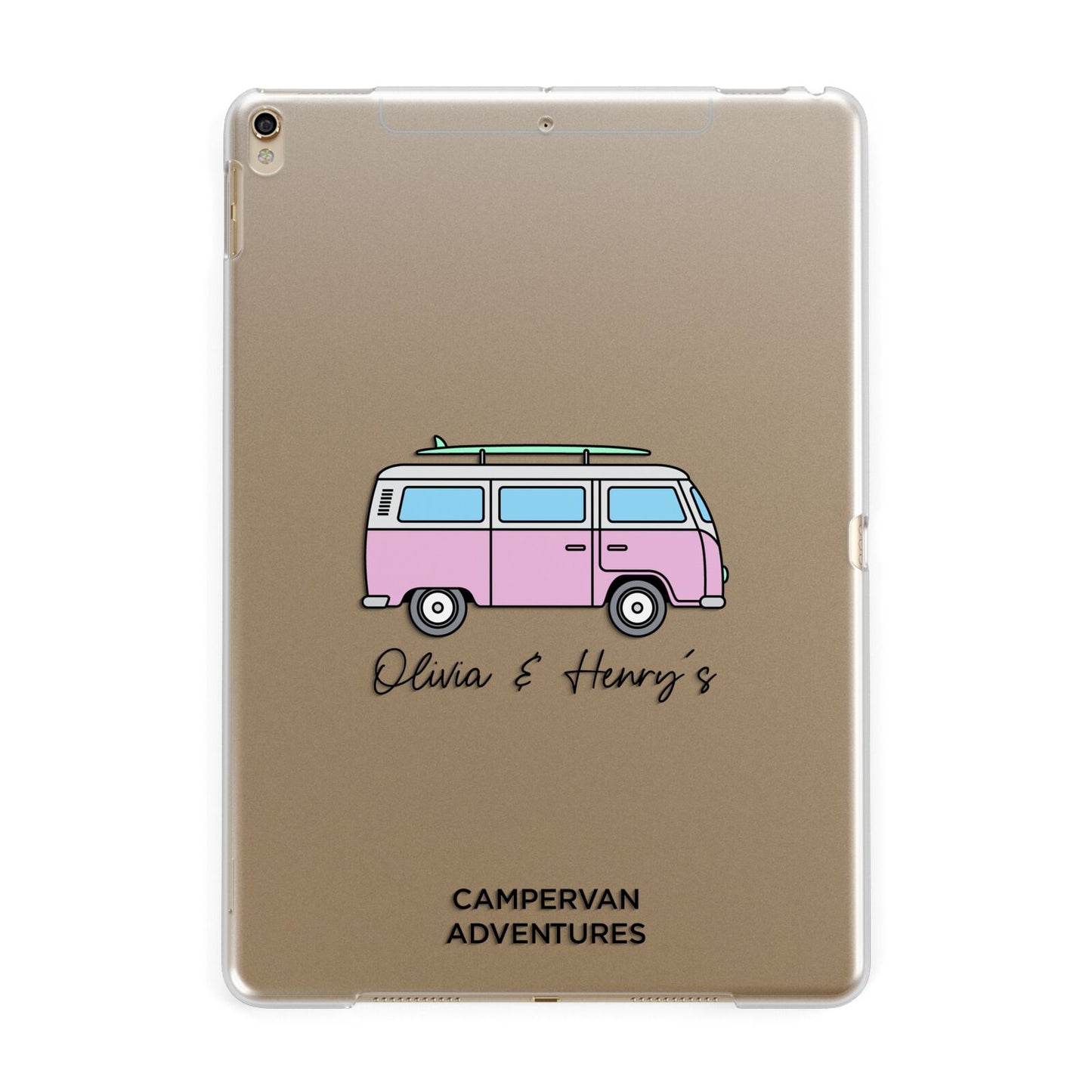 Personalised Campervan Adventures Apple iPad Gold Case