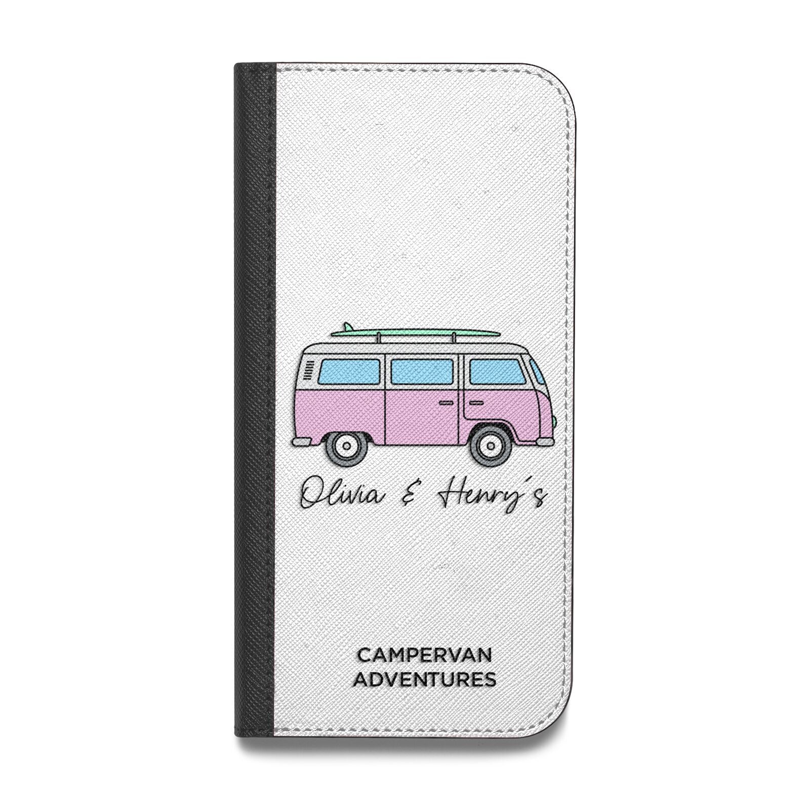 Personalised Campervan Adventures Vegan Leather Flip iPhone Case