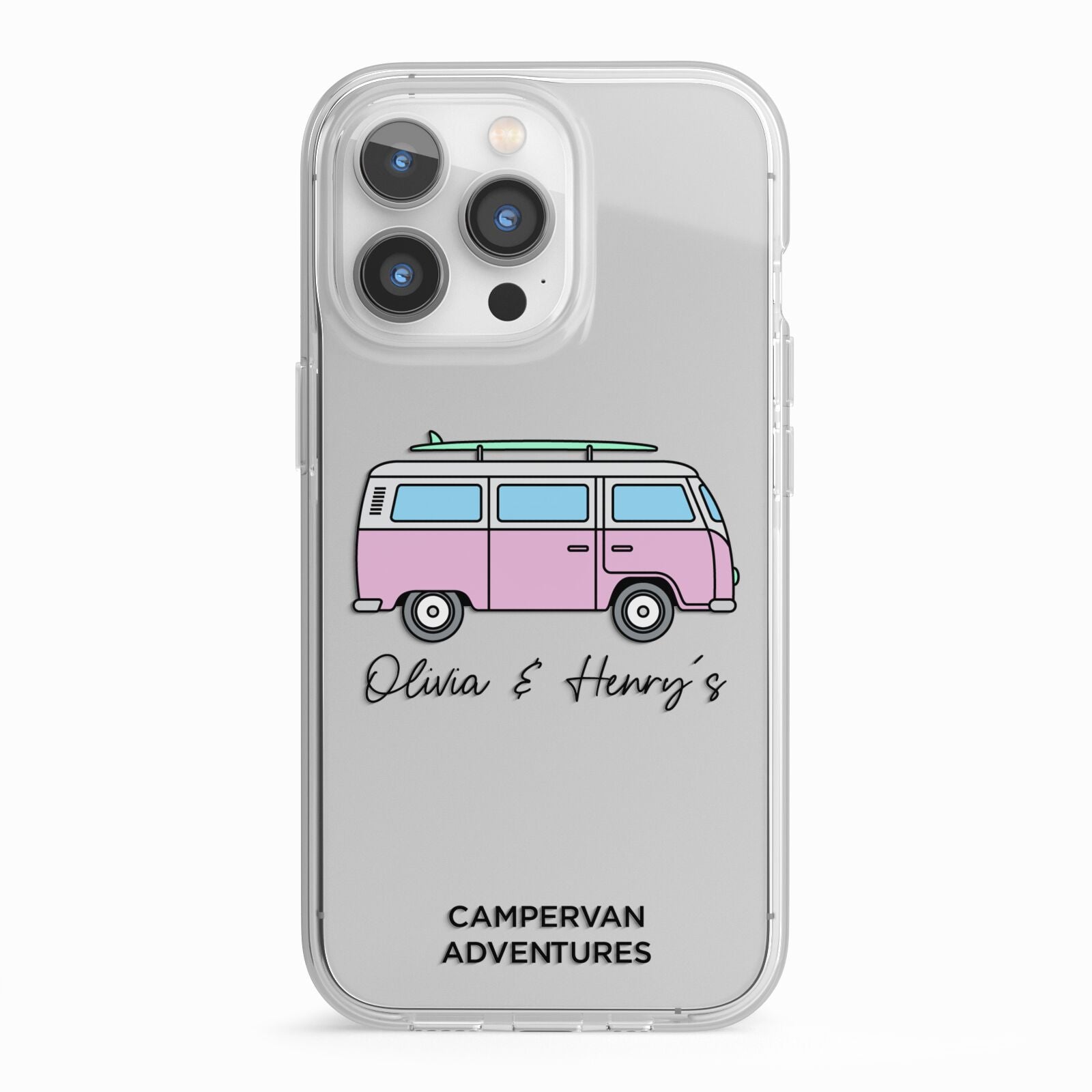 Personalised Campervan Adventures iPhone 13 Pro TPU Impact Case with White Edges