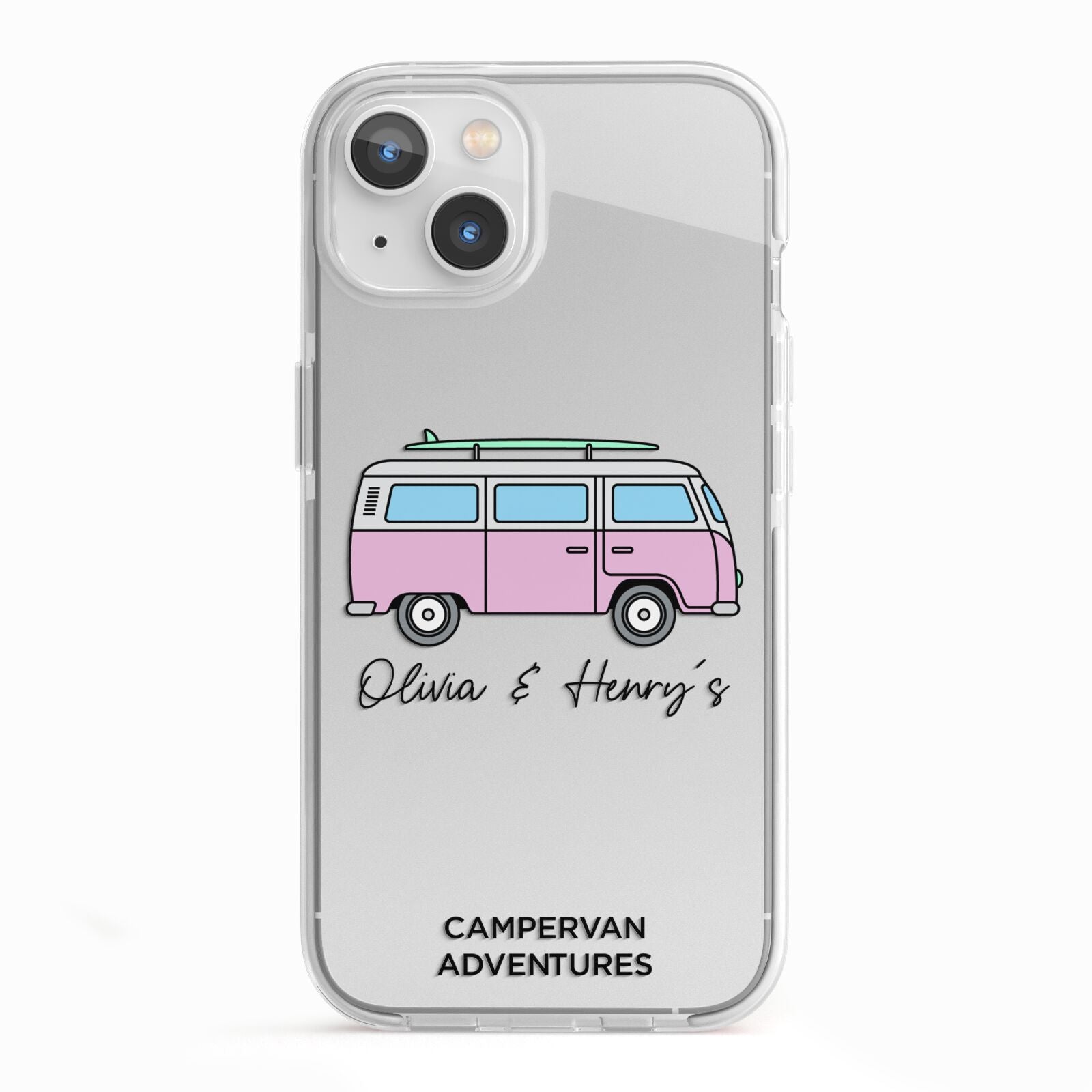 Personalised Campervan Adventures iPhone 13 TPU Impact Case with White Edges