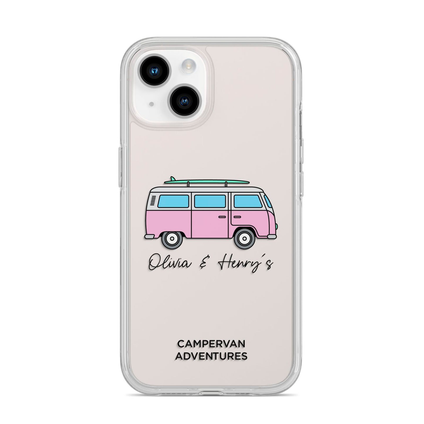 Personalised Campervan Adventures iPhone 14 Clear Tough Case Starlight