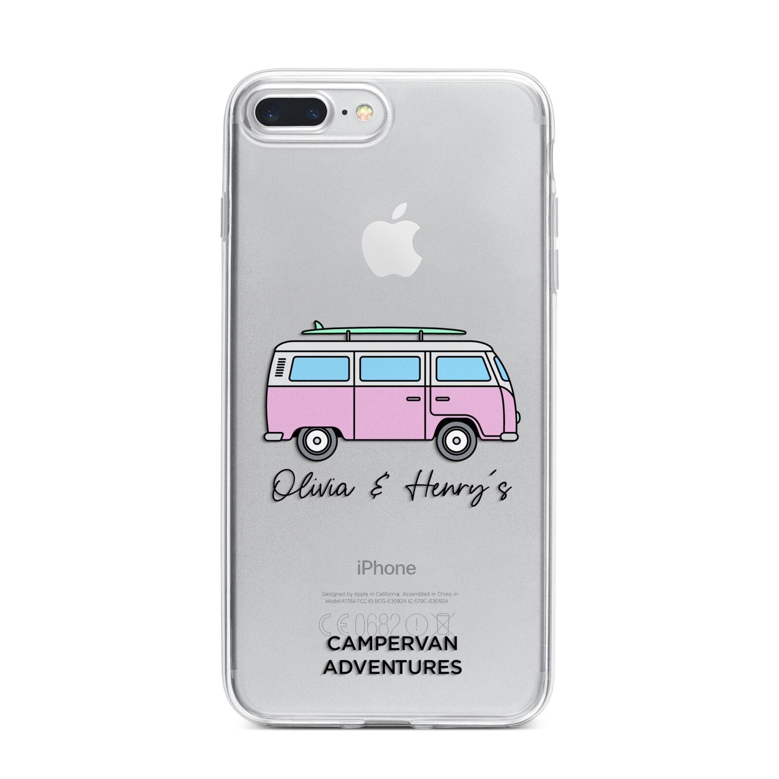 Personalised Campervan Adventures iPhone 7 Plus Bumper Case on Silver iPhone