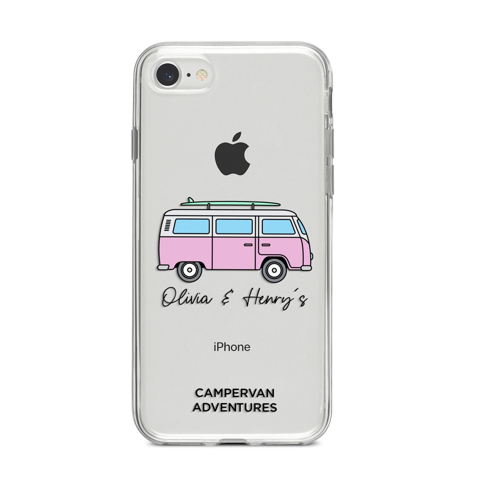 Personalised Campervan Adventures iPhone 8 Bumper Case on Silver iPhone