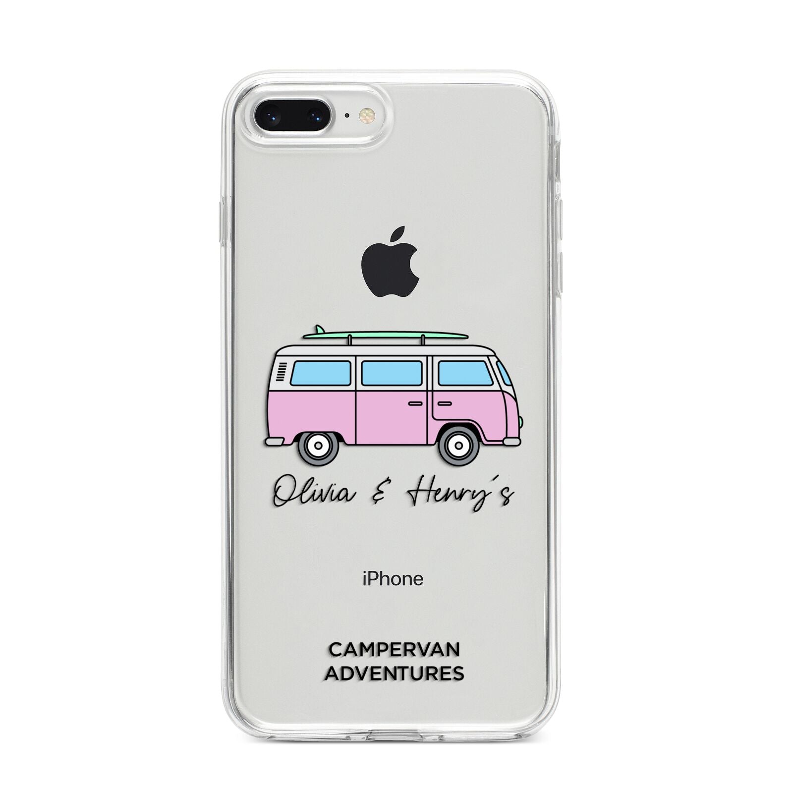 Personalised Campervan Adventures iPhone 8 Plus Bumper Case on Silver iPhone