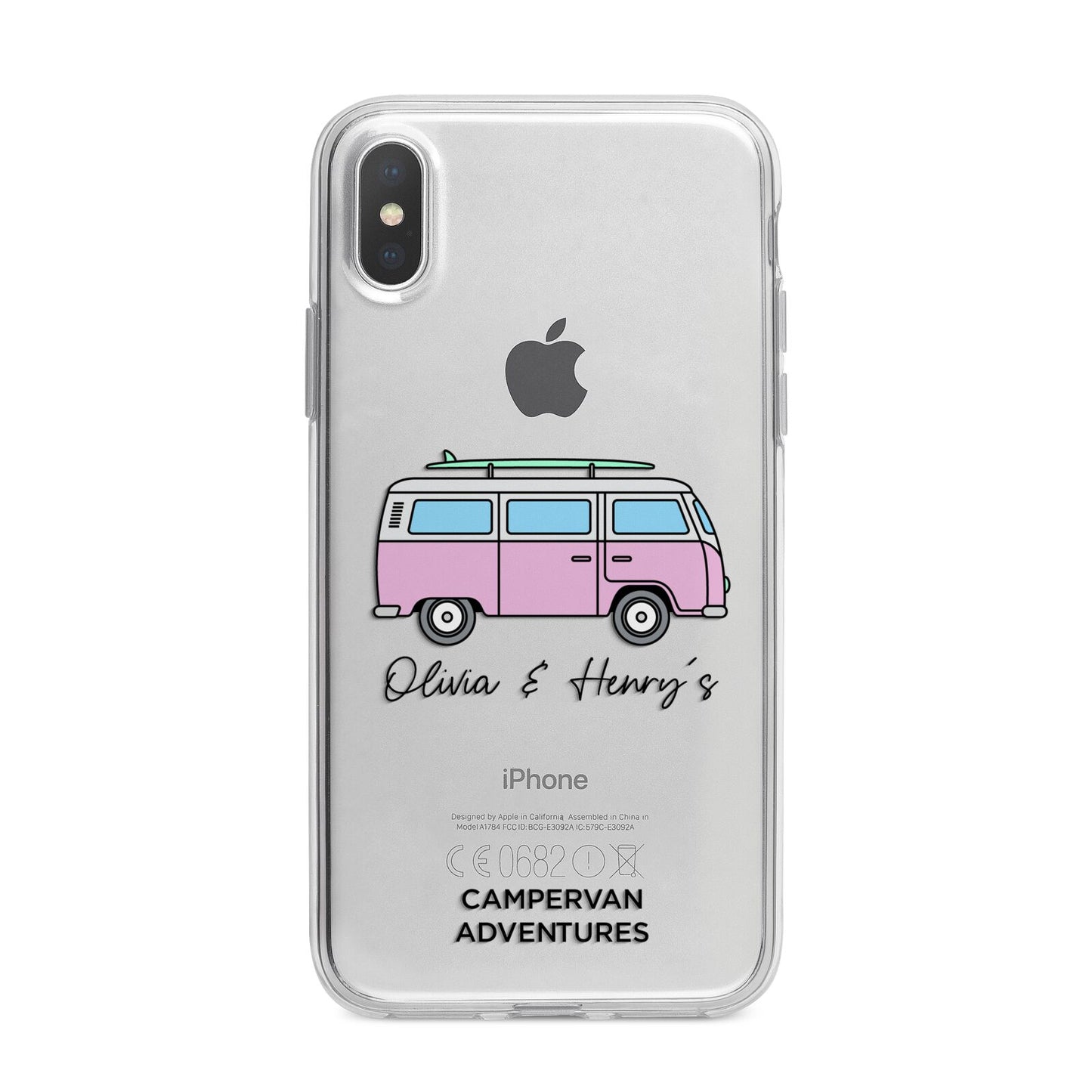 Personalised Campervan Adventures iPhone X Bumper Case on Silver iPhone Alternative Image 1