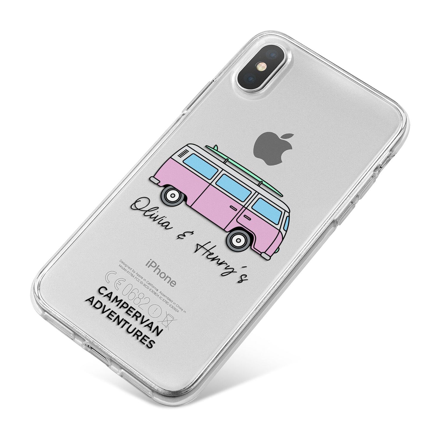 Personalised Campervan Adventures iPhone X Bumper Case on Silver iPhone