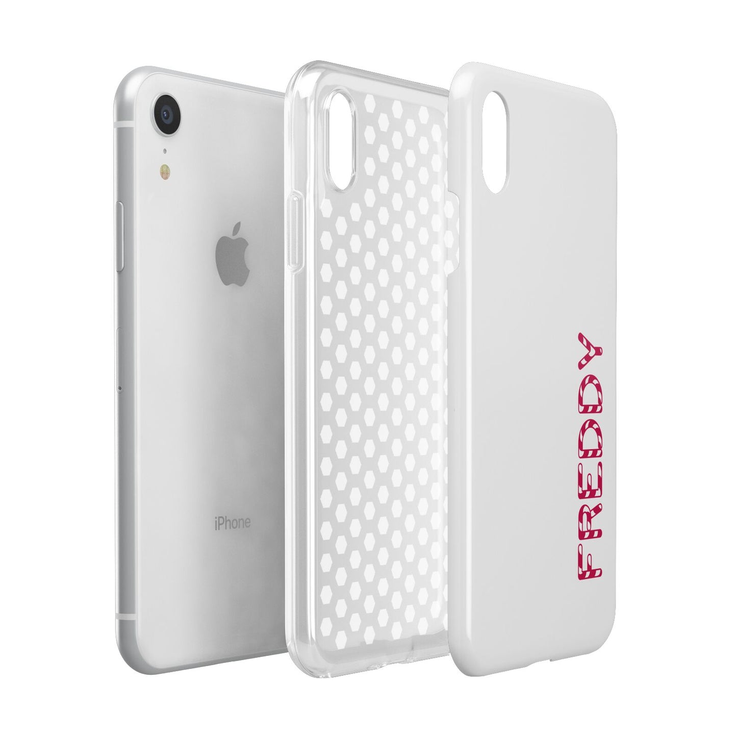 Personalised Candy Cane Name Apple iPhone XR White 3D Tough Case Expanded view