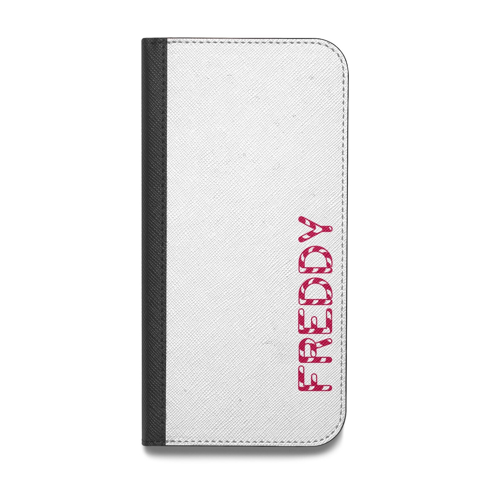 Personalised Candy Cane Name Vegan Leather Flip iPhone Case