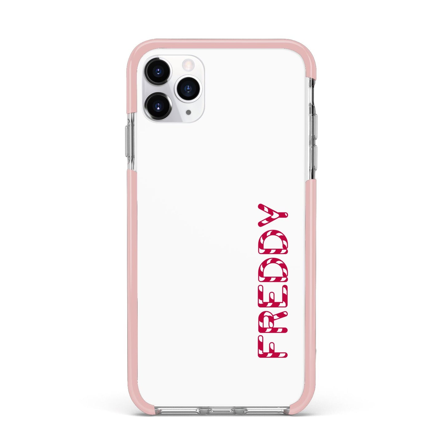 Personalised Candy Cane Name iPhone 11 Pro Max Impact Pink Edge Case