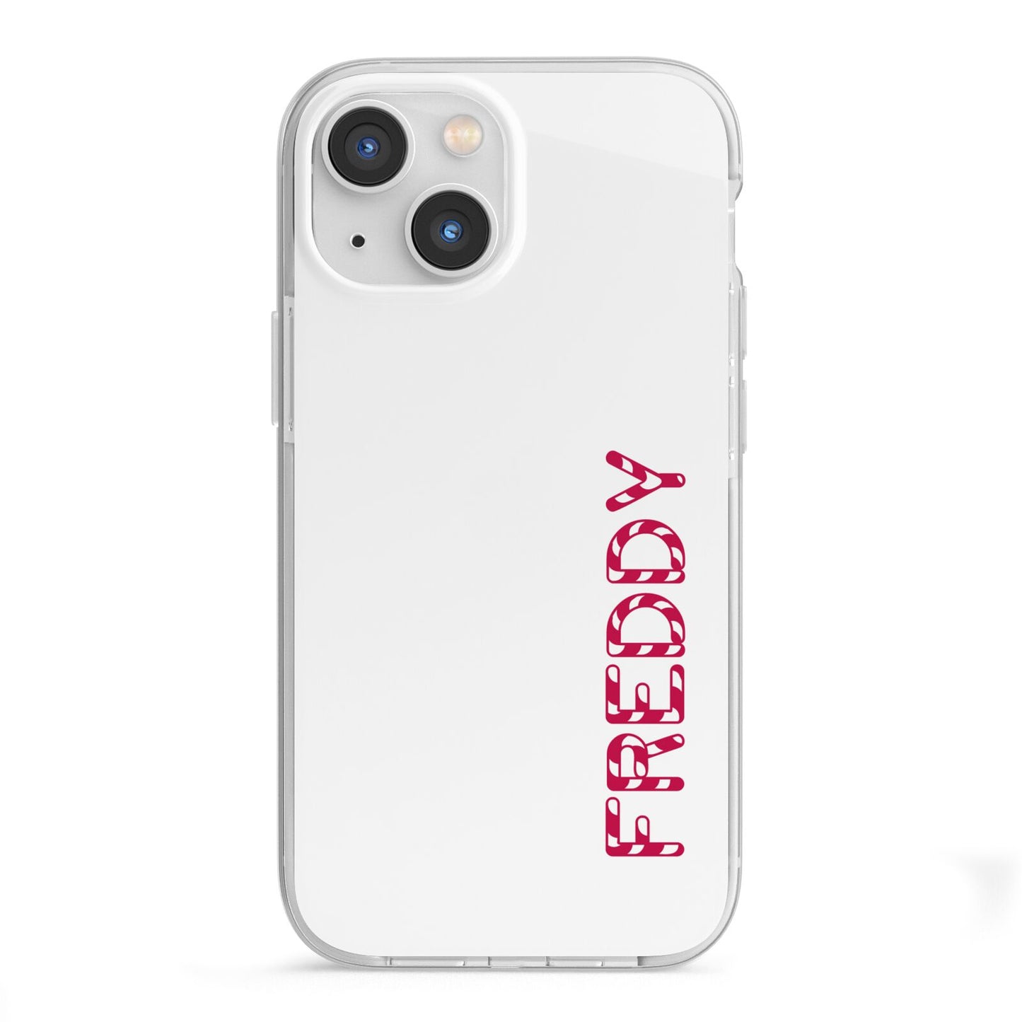 Personalised Candy Cane Name iPhone 13 Mini TPU Impact Case with White Edges