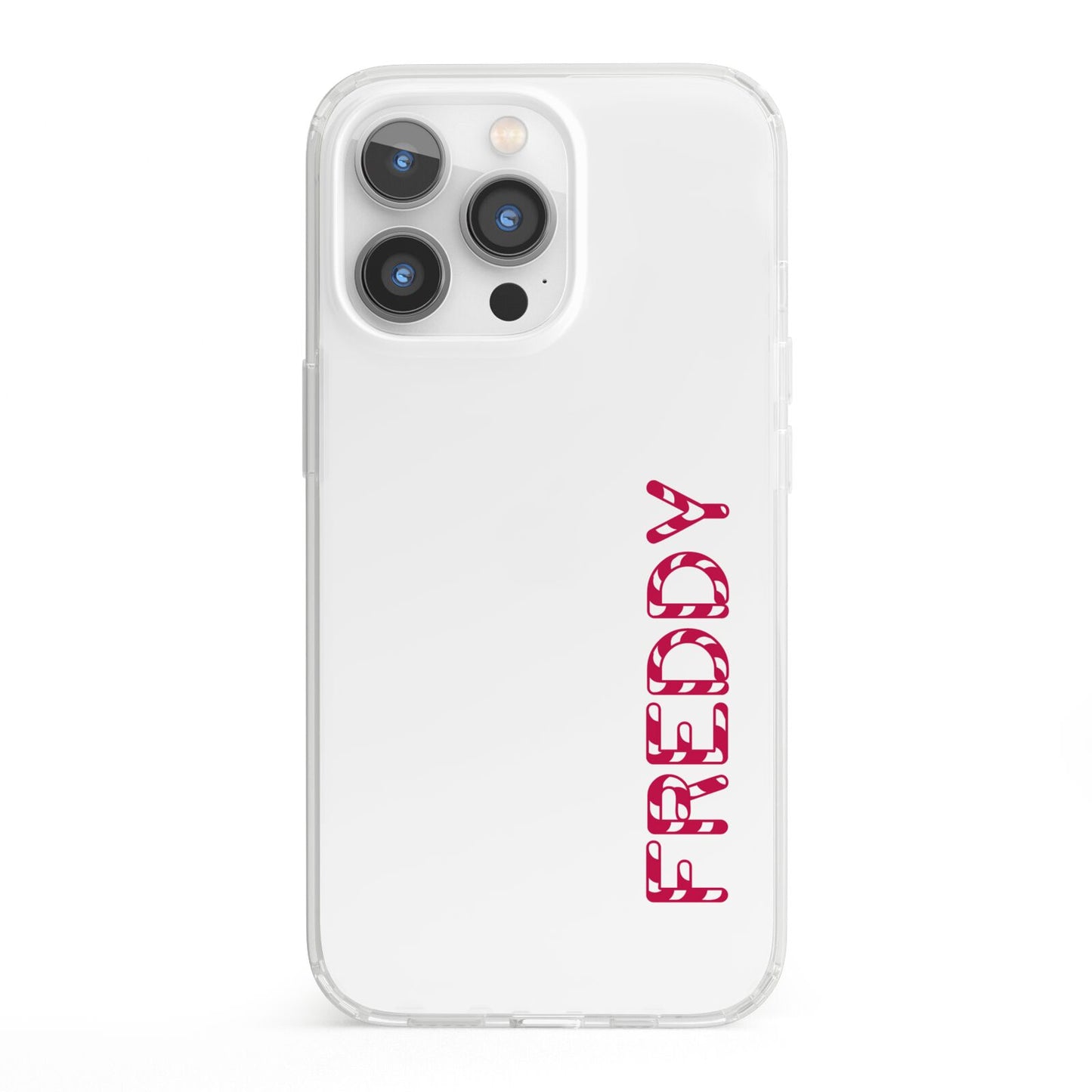 Personalised Candy Cane Name iPhone 13 Pro Clear Bumper Case