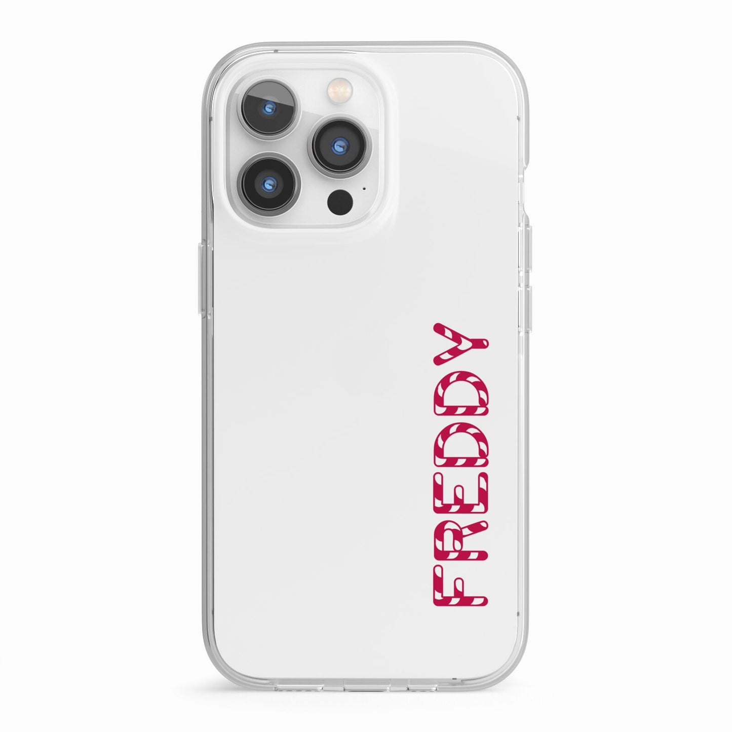 Personalised Candy Cane Name iPhone 13 Pro TPU Impact Case with White Edges