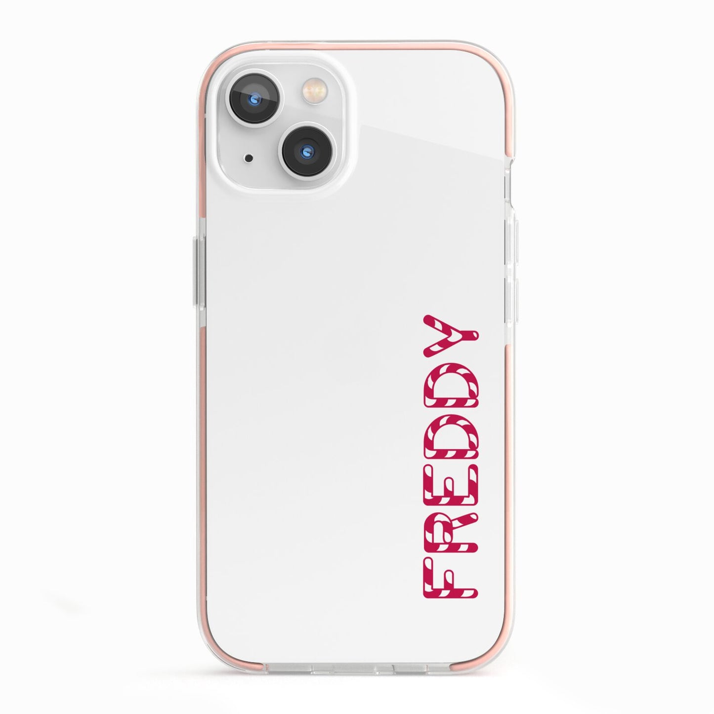 Personalised Candy Cane Name iPhone 13 TPU Impact Case with Pink Edges