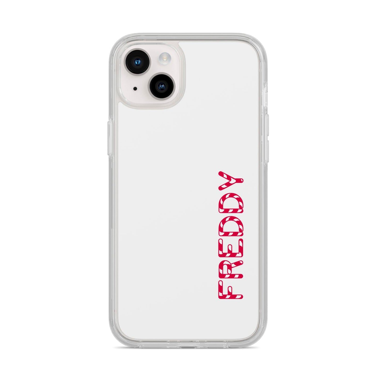 Personalised Candy Cane Name iPhone 14 Plus Clear Tough Case Starlight