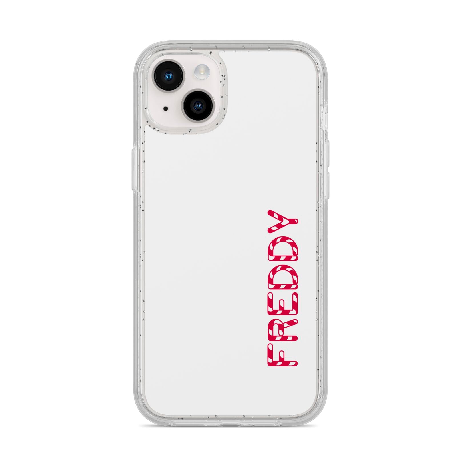 Personalised Candy Cane Name iPhone 14 Plus Glitter Tough Case Starlight