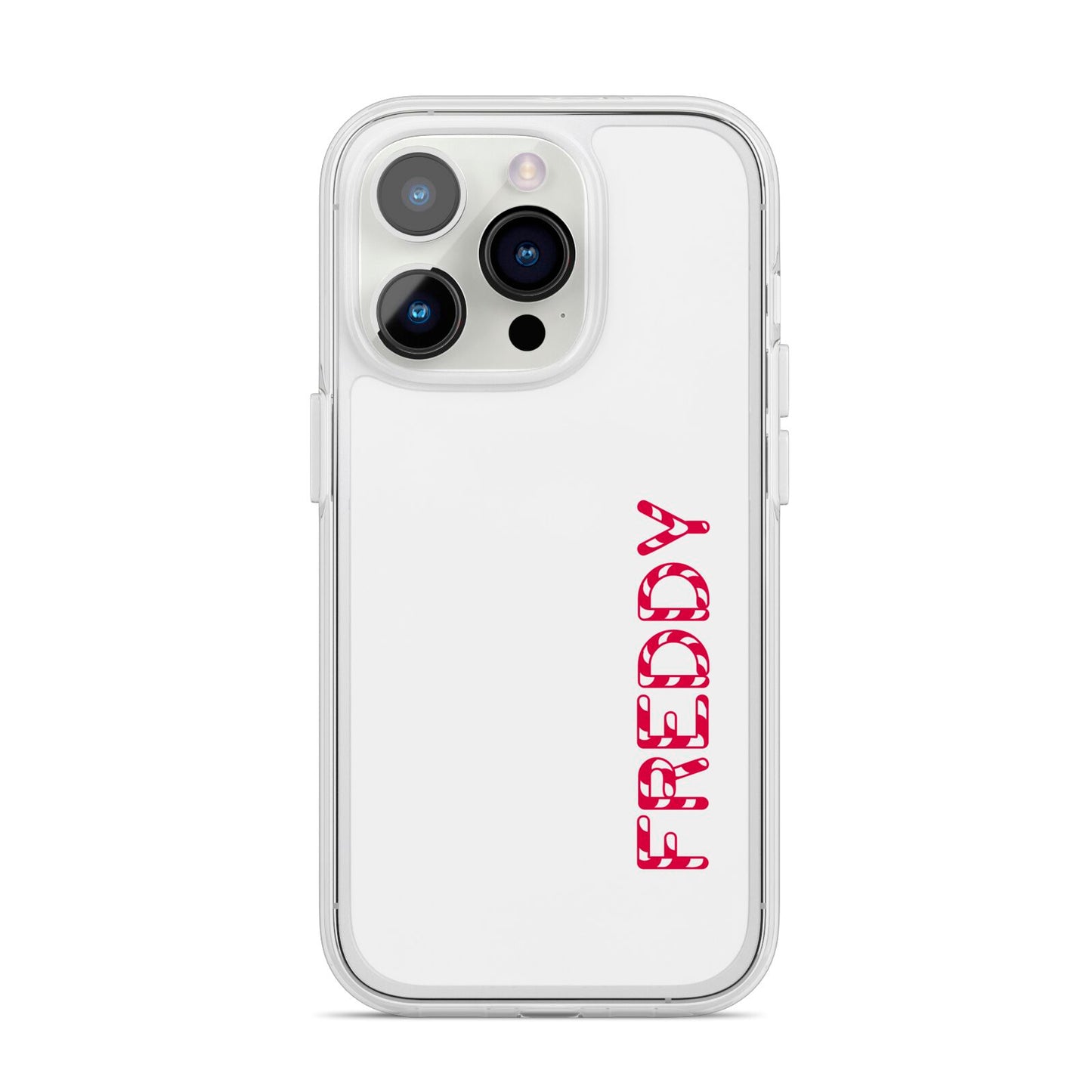 Personalised Candy Cane Name iPhone 14 Pro Clear Tough Case Silver