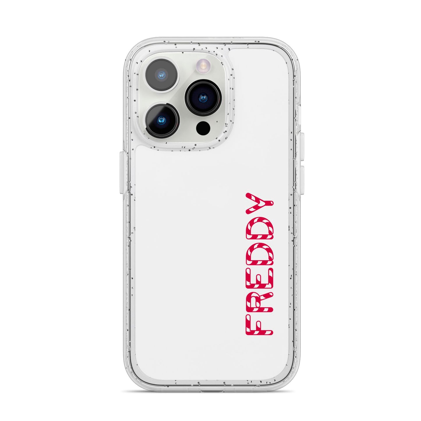 Personalised Candy Cane Name iPhone 14 Pro Glitter Tough Case Silver