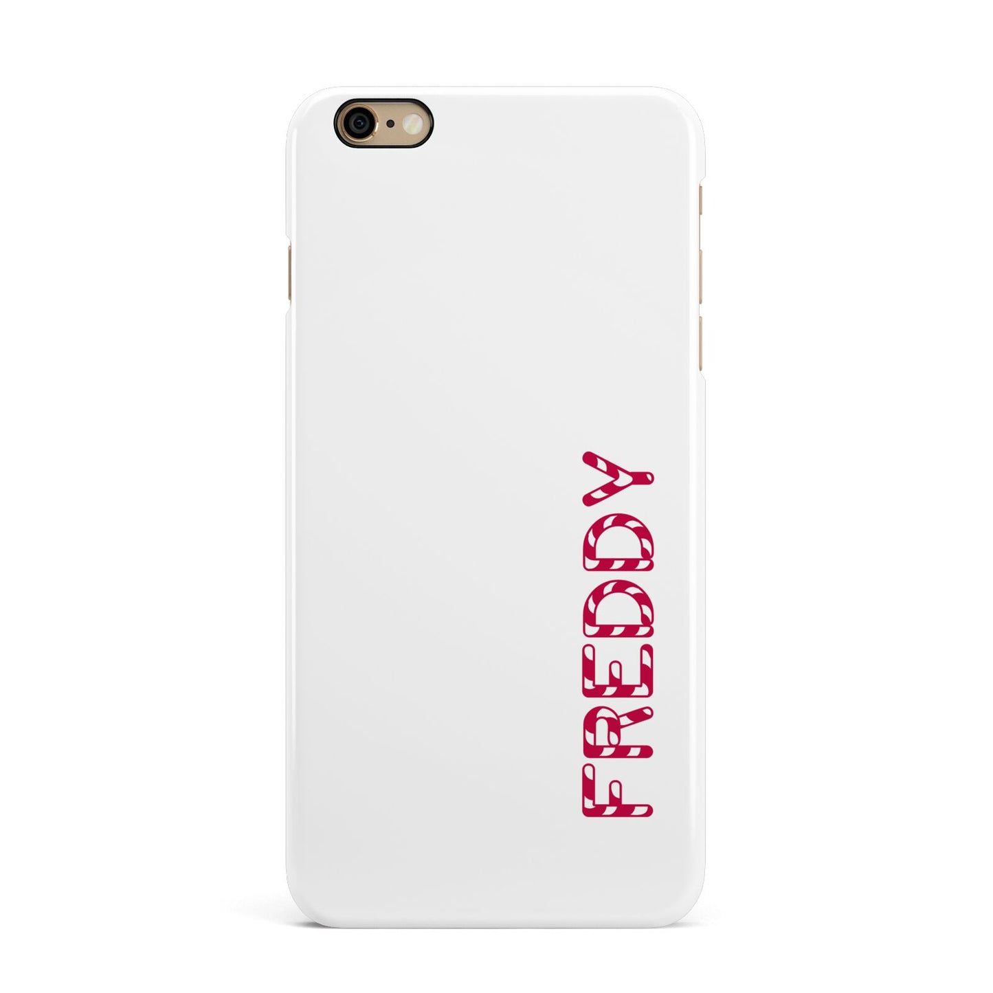 Personalised Candy Cane Name iPhone 6 Plus 3D Snap Case on Gold Phone