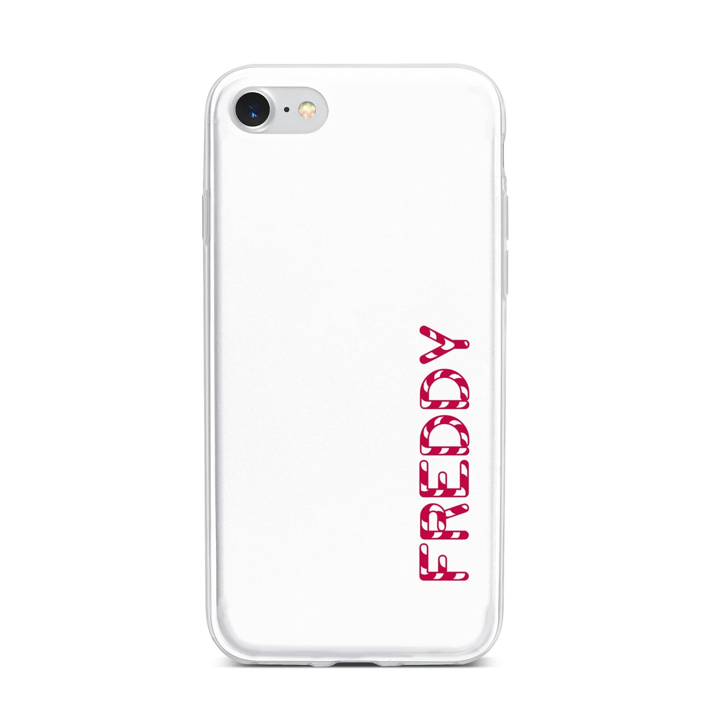 Personalised Candy Cane Name iPhone 7 Bumper Case on Silver iPhone