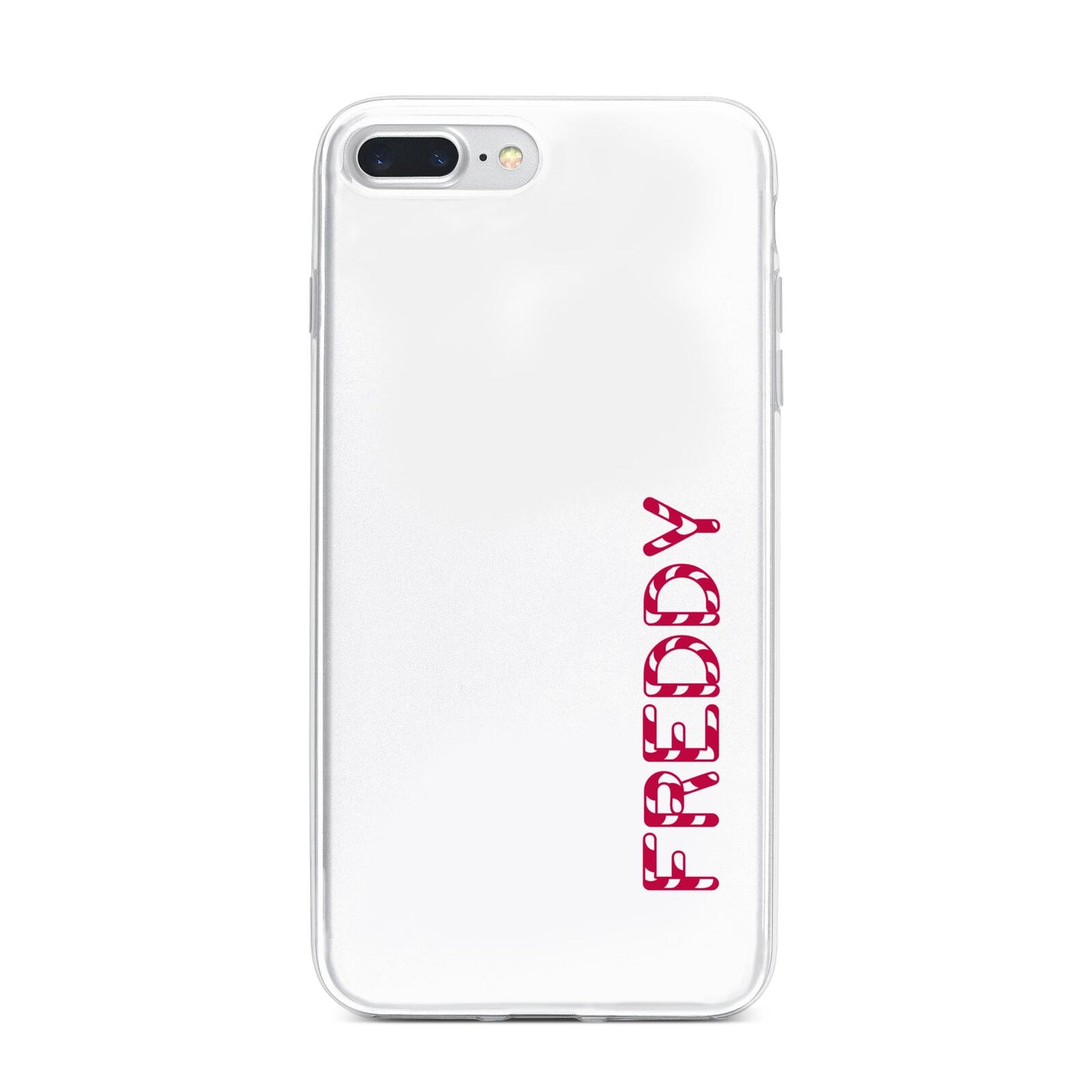 Personalised Candy Cane Name iPhone 7 Plus Bumper Case on Silver iPhone