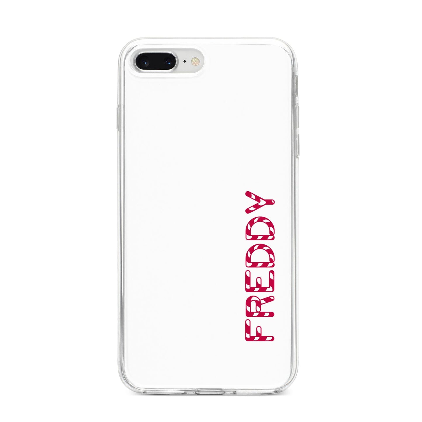 Personalised Candy Cane Name iPhone 8 Plus Bumper Case on Silver iPhone