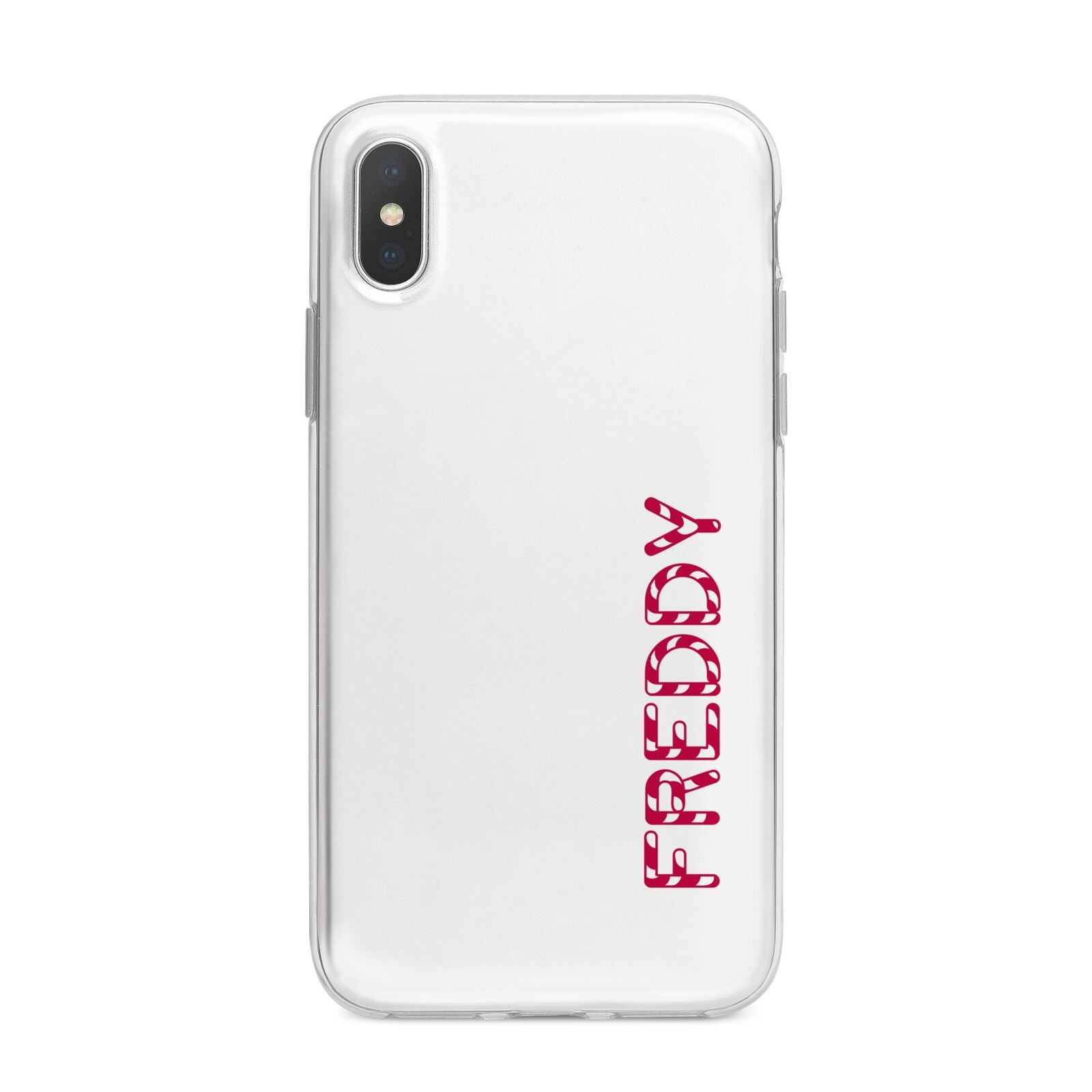 Personalised Candy Cane Name iPhone X Bumper Case on Silver iPhone Alternative Image 1