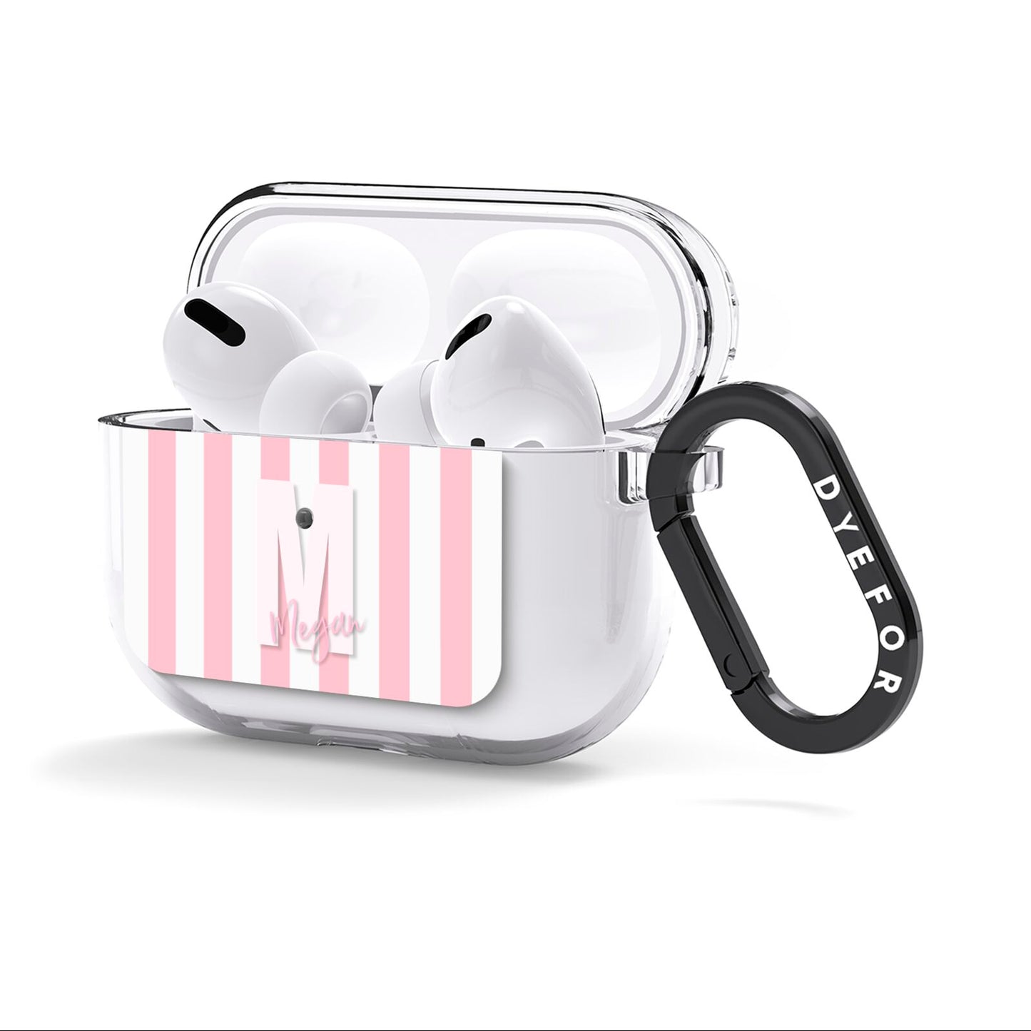 Personalised Candy Stripe Initials AirPods Clear Case 3rd Gen Side Image