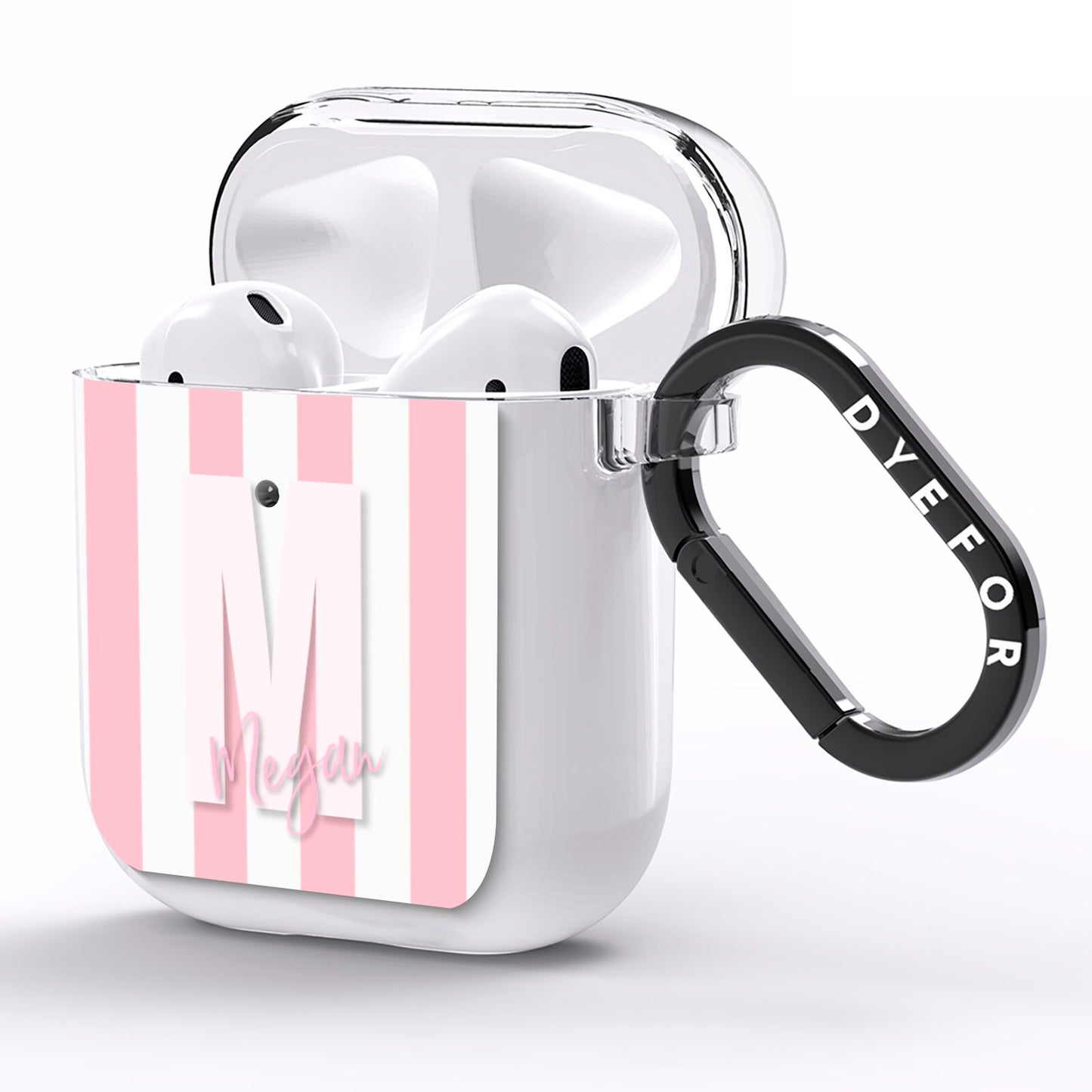 Personalised Candy Stripe Initials AirPods Clear Case Side Image