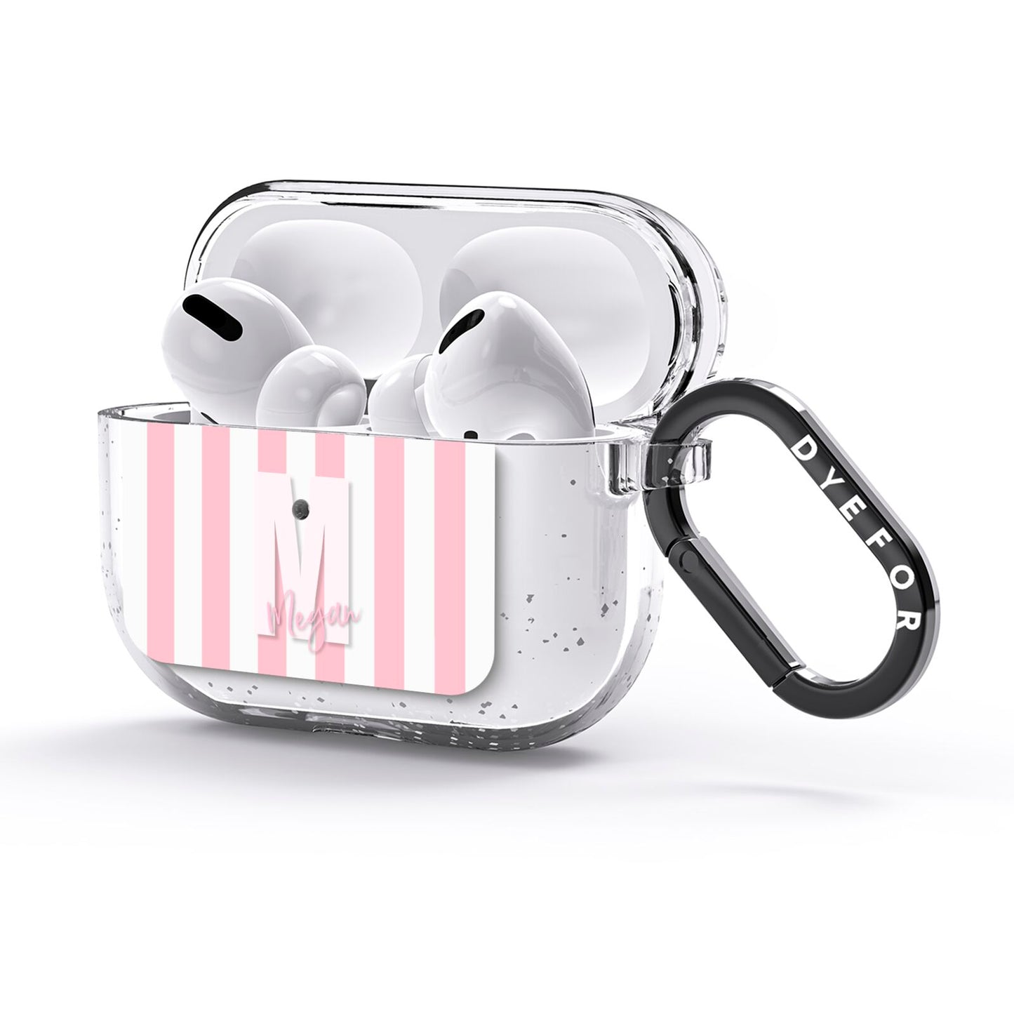 Personalised Candy Stripe Initials AirPods Glitter Case 3rd Gen Side Image