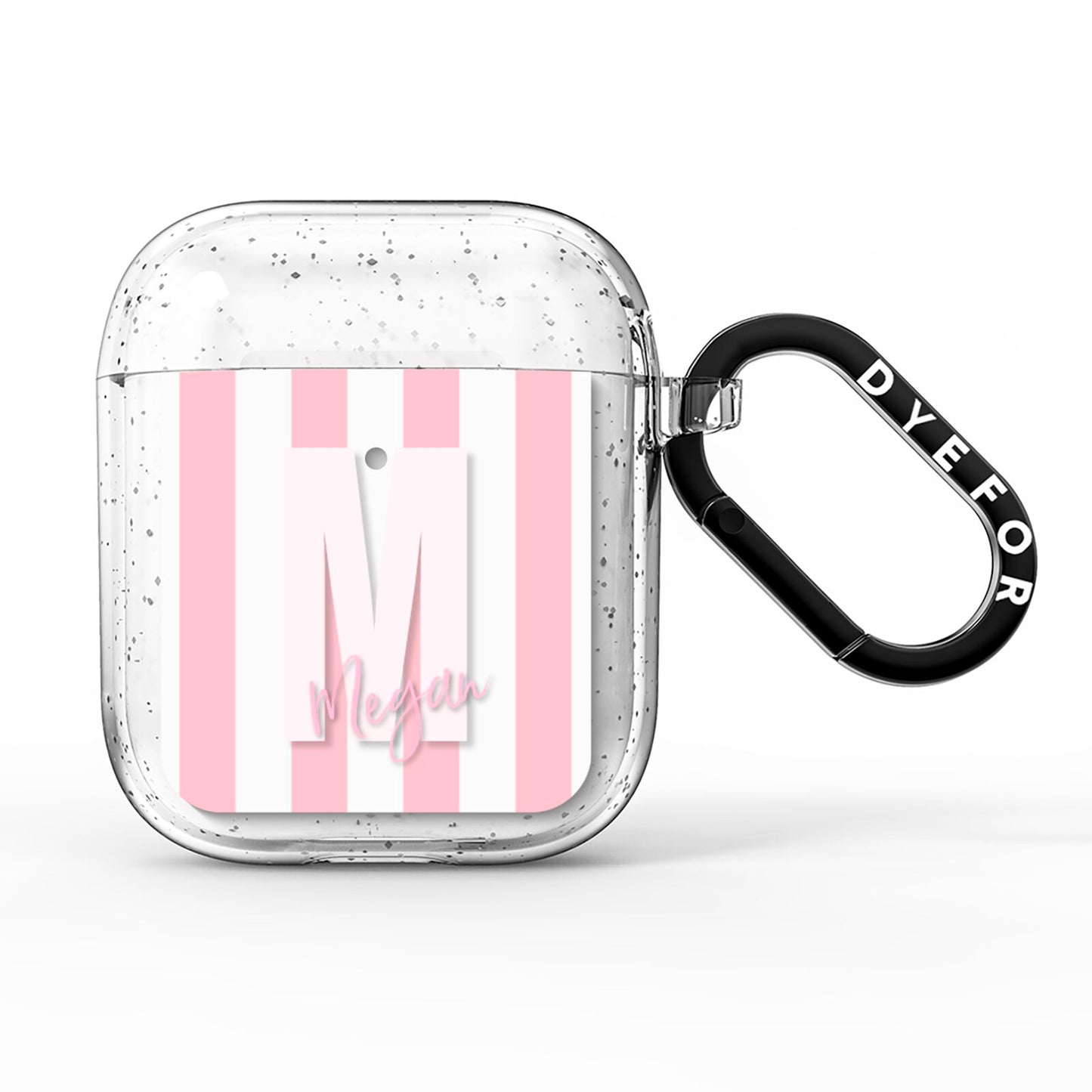 Personalised Candy Stripe Initials AirPods Glitter Case