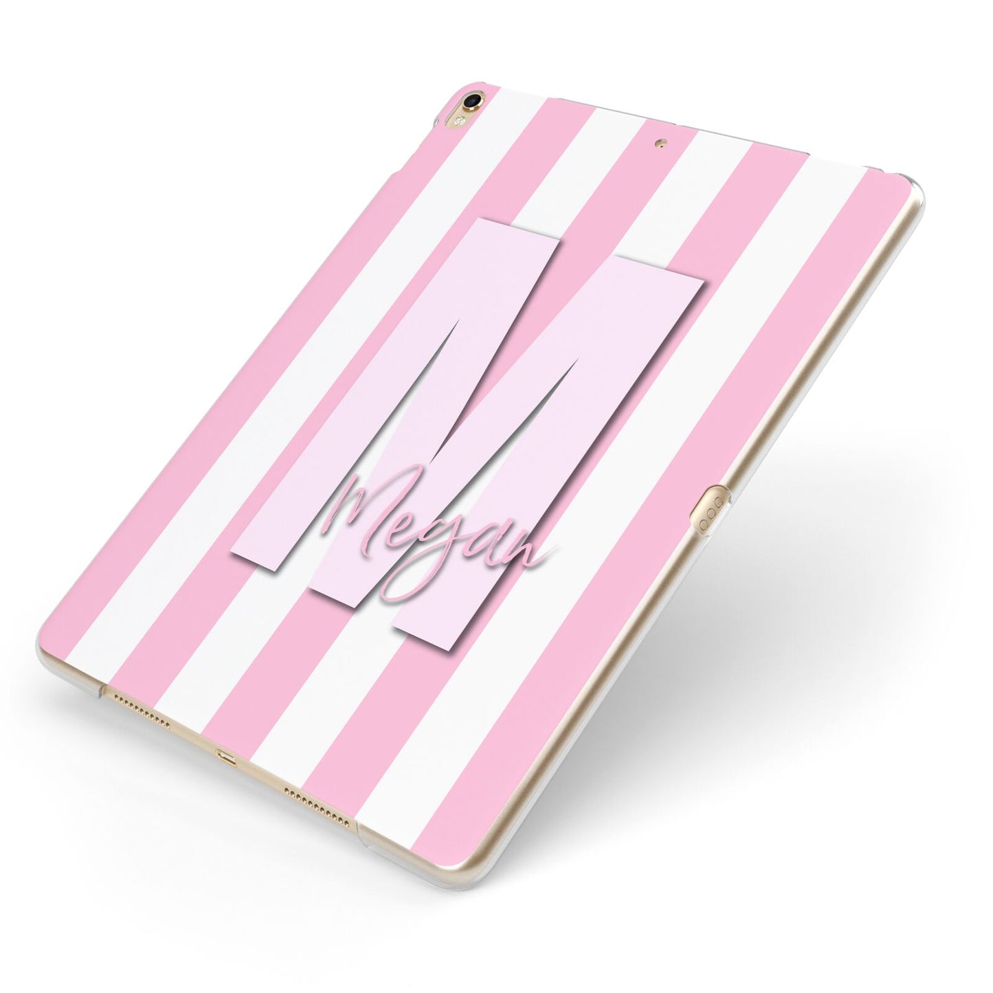 Personalised Candy Stripe Initials Apple iPad Case on Gold iPad Side View