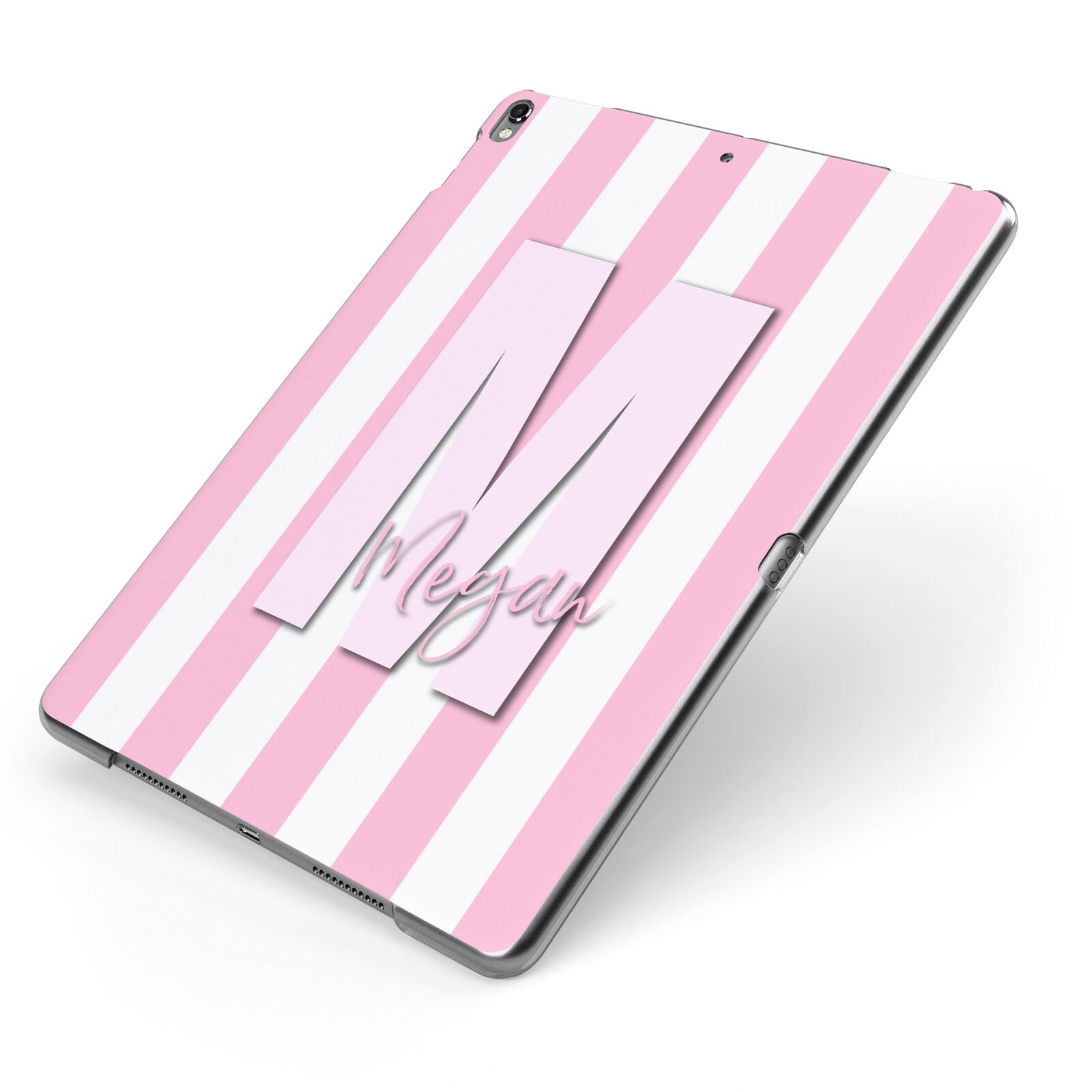 Personalised Candy Stripe Initials Apple iPad Case on Grey iPad Side View