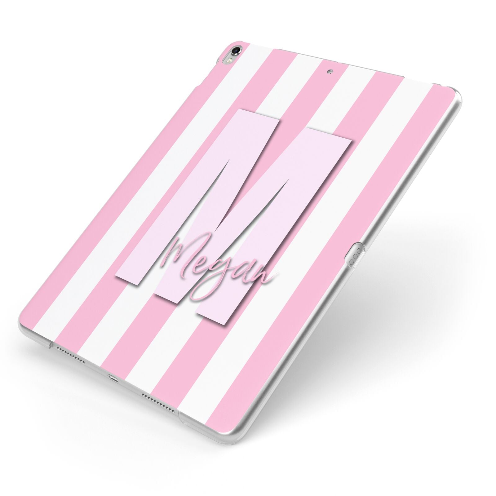 Personalised Candy Stripe Initials Apple iPad Case on Silver iPad Side View