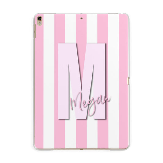 Personalised Candy Stripe Initials Apple iPad Gold Case