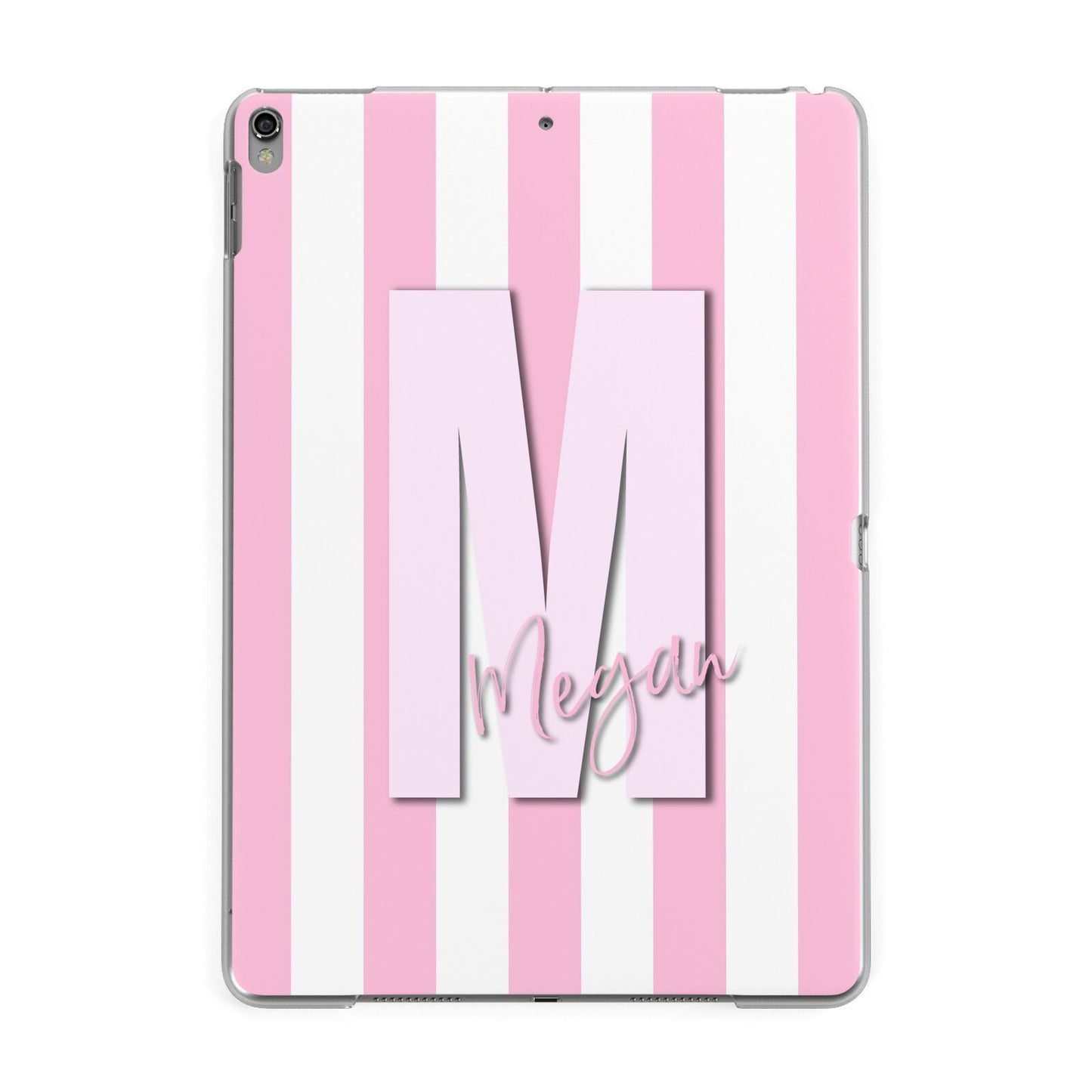 Personalised Candy Stripe Initials Apple iPad Grey Case