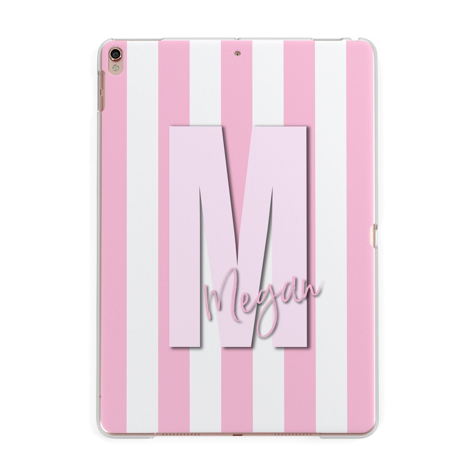 Personalised Candy Stripe Initials Apple iPad Rose Gold Case