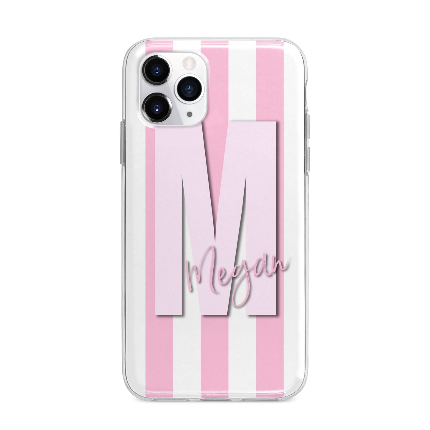 Personalised Candy Stripe Initials Apple iPhone 11 Pro Max in Silver with Bumper Case