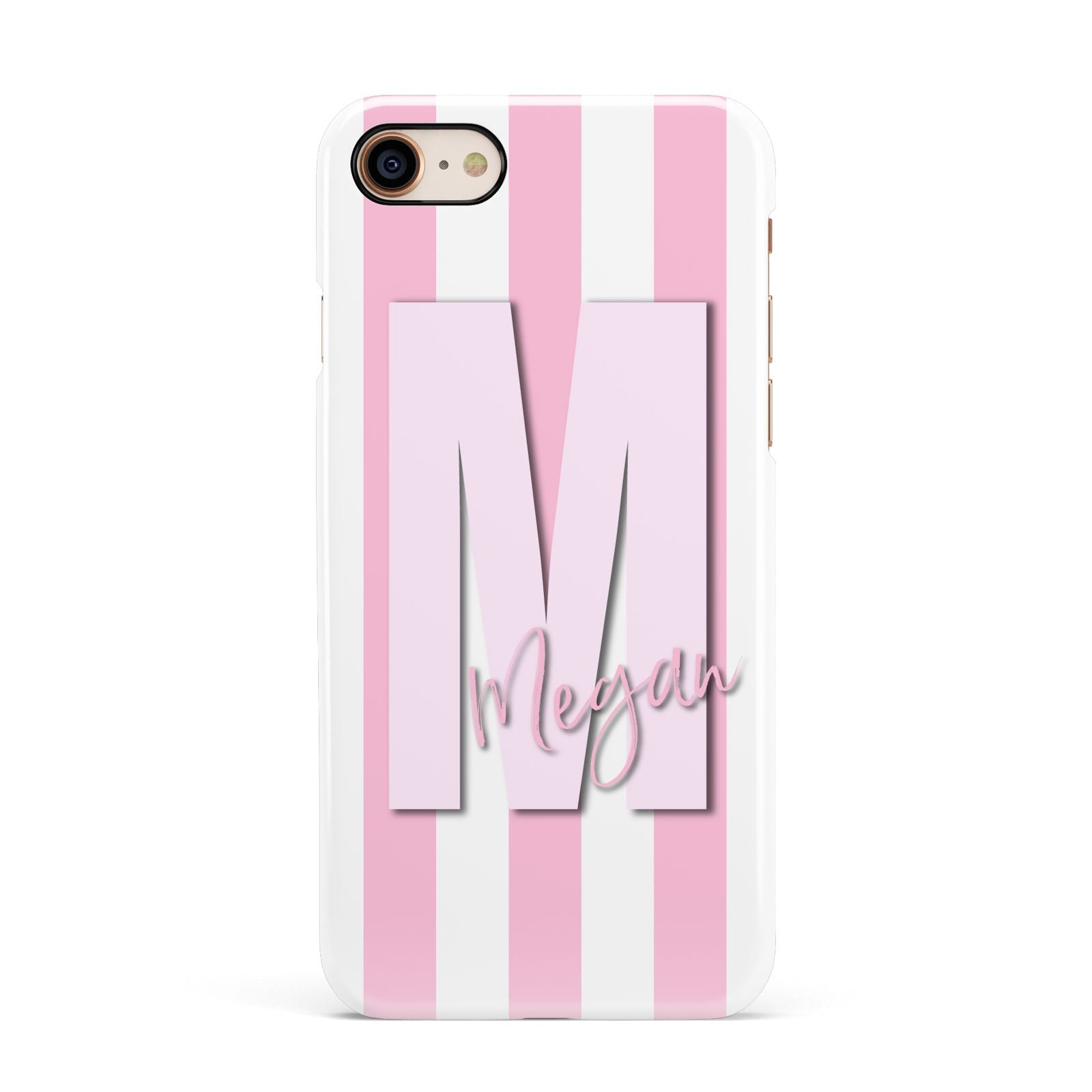 Personalised Candy Stripe Initials Apple iPhone 7 8 3D Snap Case