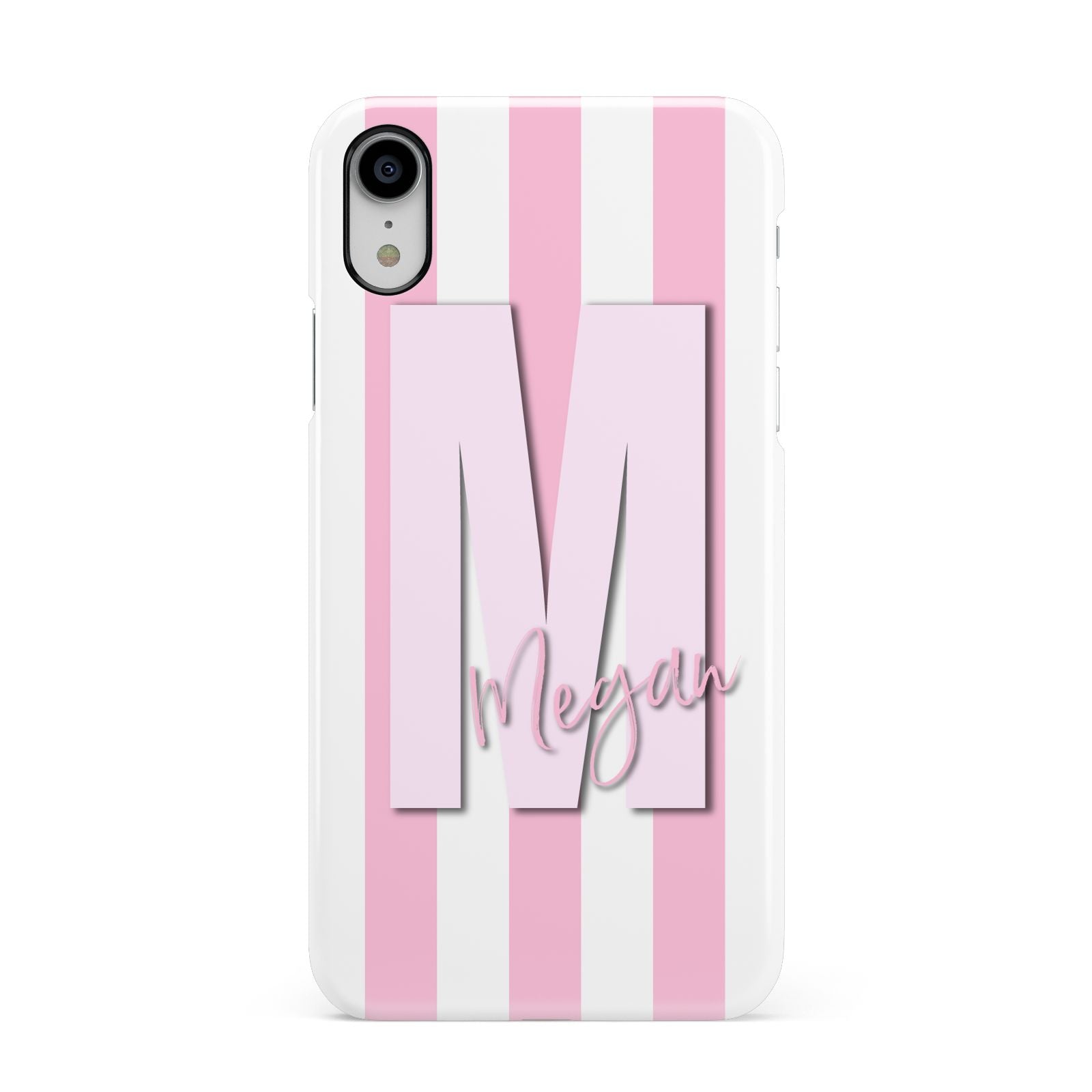 Personalised Candy Stripe Initials Apple iPhone XR White 3D Snap Case