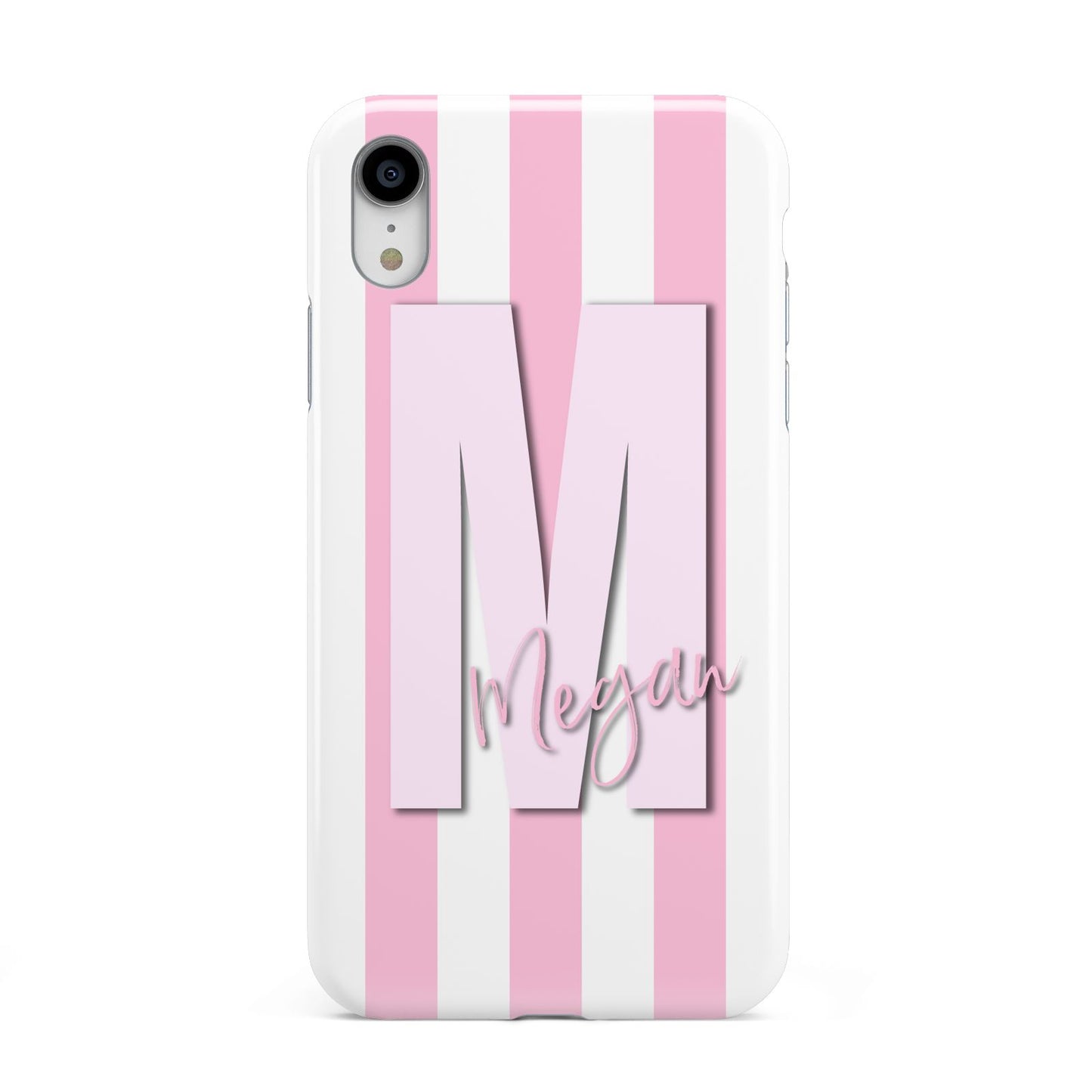 Personalised Candy Stripe Initials Apple iPhone XR White 3D Tough Case