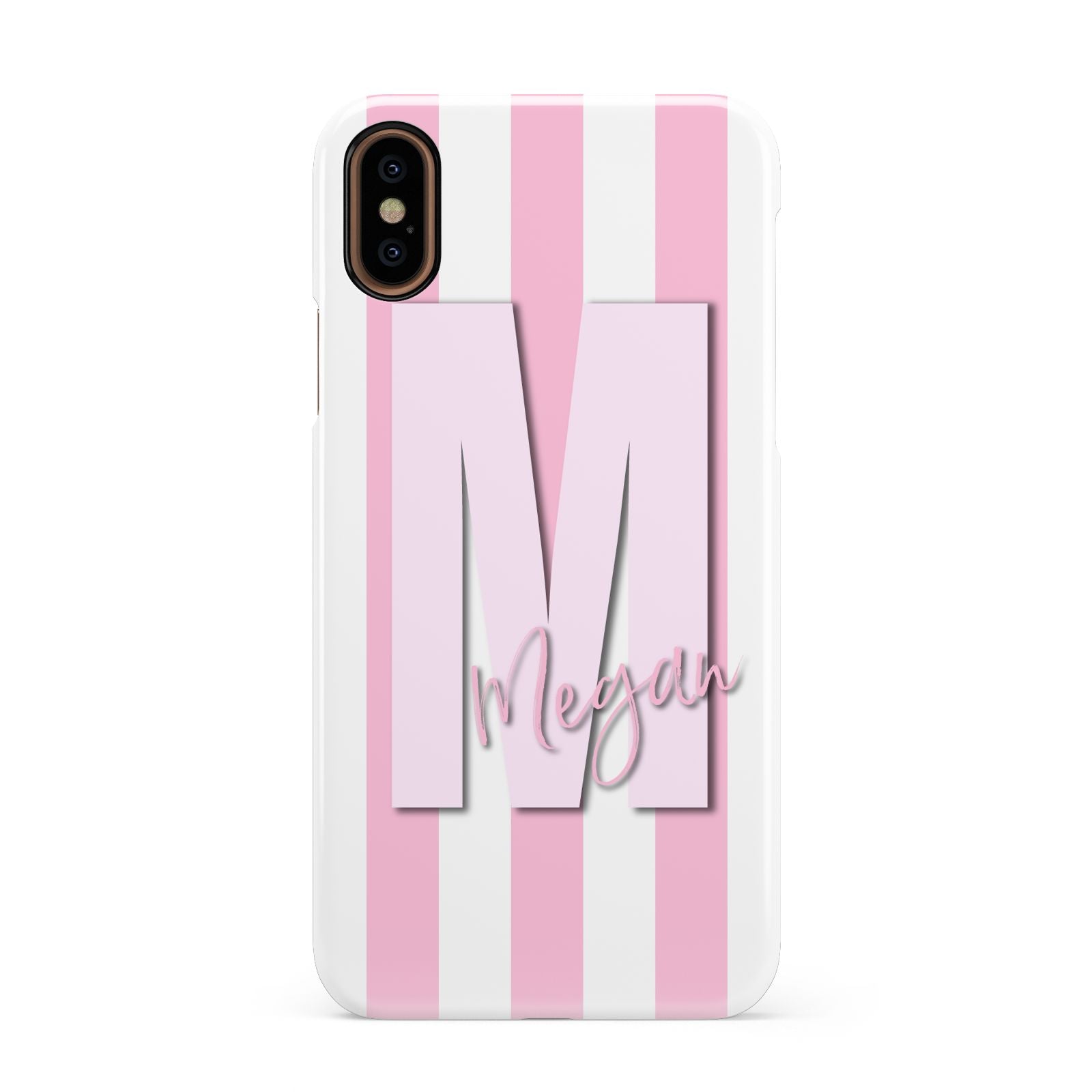 Personalised Candy Stripe Initials Apple iPhone XS 3D Snap Case