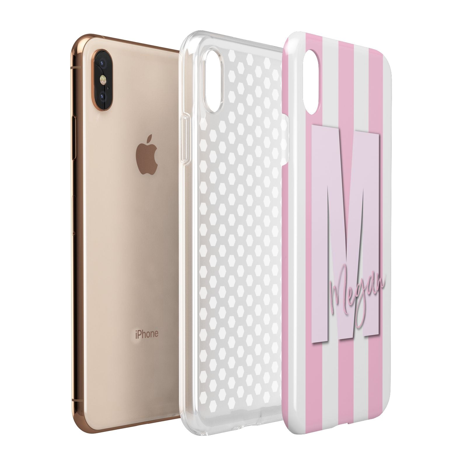 Personalised Candy Stripe Initials Apple iPhone Xs Max 3D Tough Case Expanded View