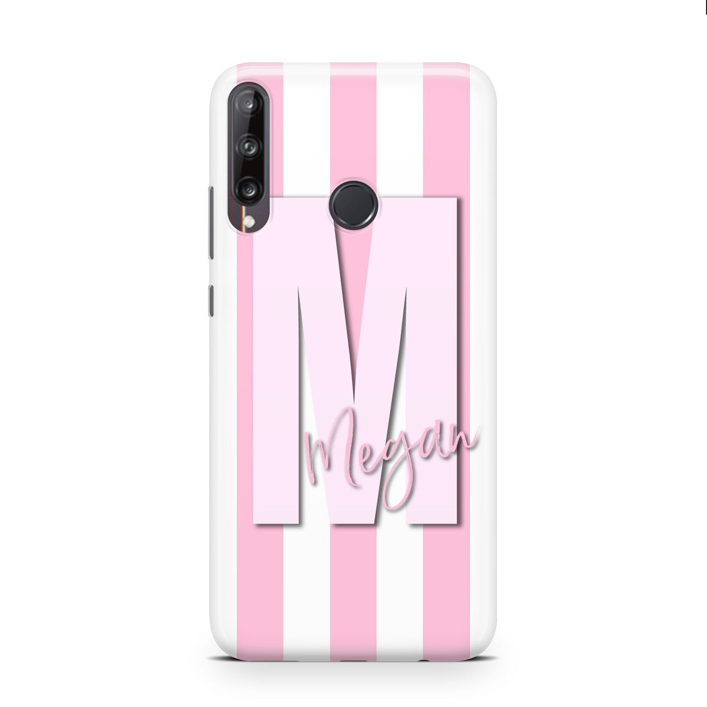 Personalised Candy Stripe Initials Huawei P40 Lite E Phone Case