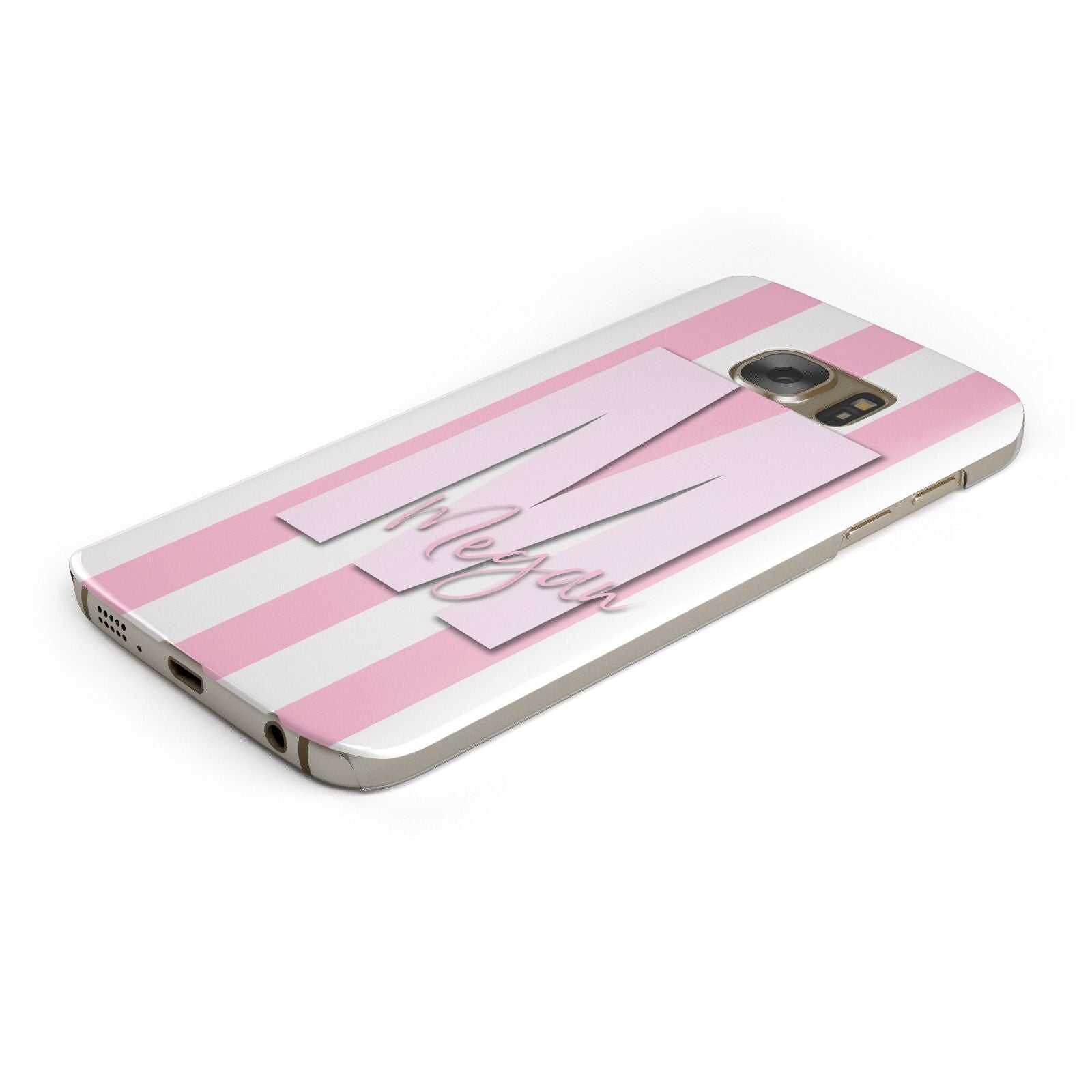 Personalised Candy Stripe Initials Protective Samsung Galaxy Case Angled Image